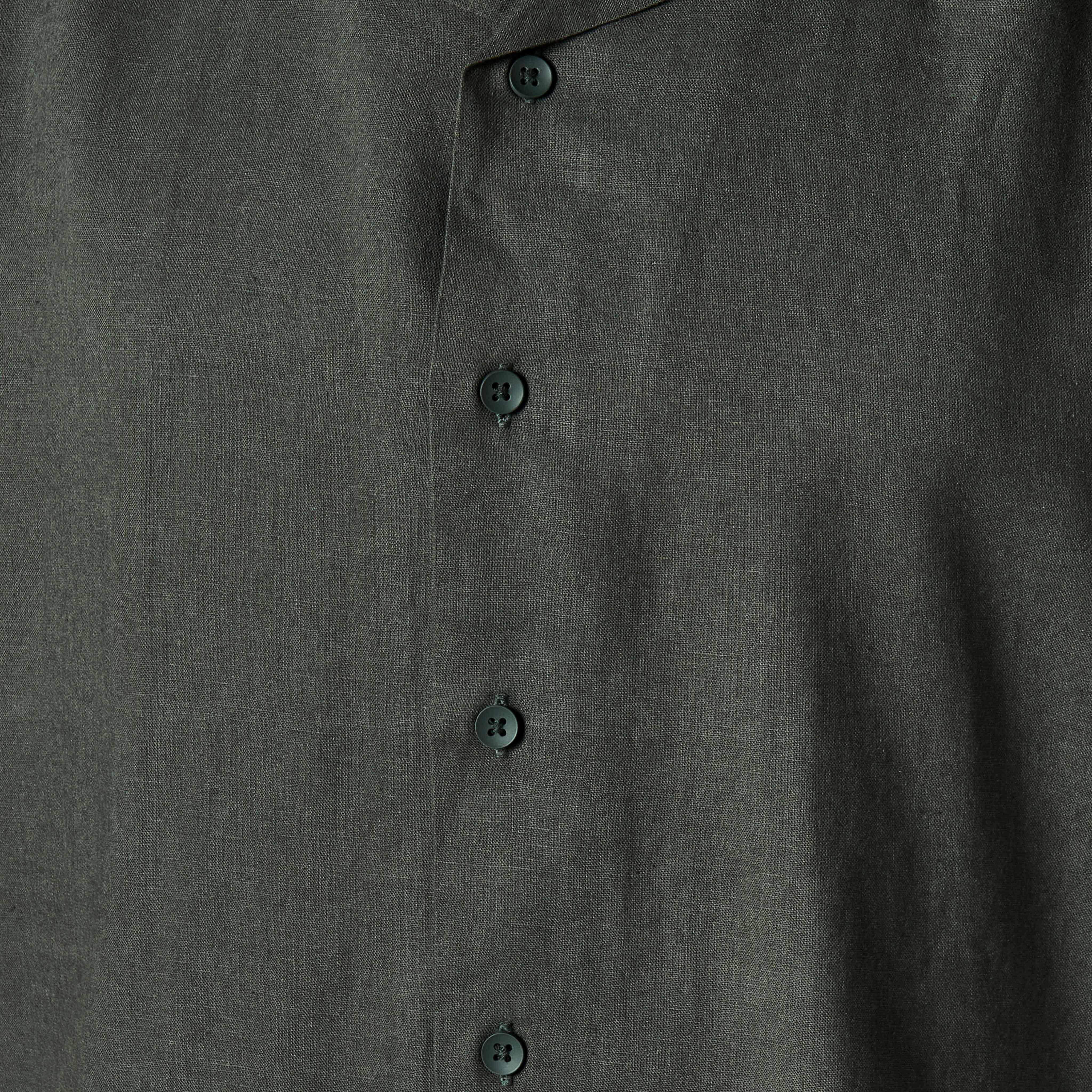 Men Regular Fit Camp Collar Short Sleeve Linen Blend Shirt-men-clothing-shirts-image-4
