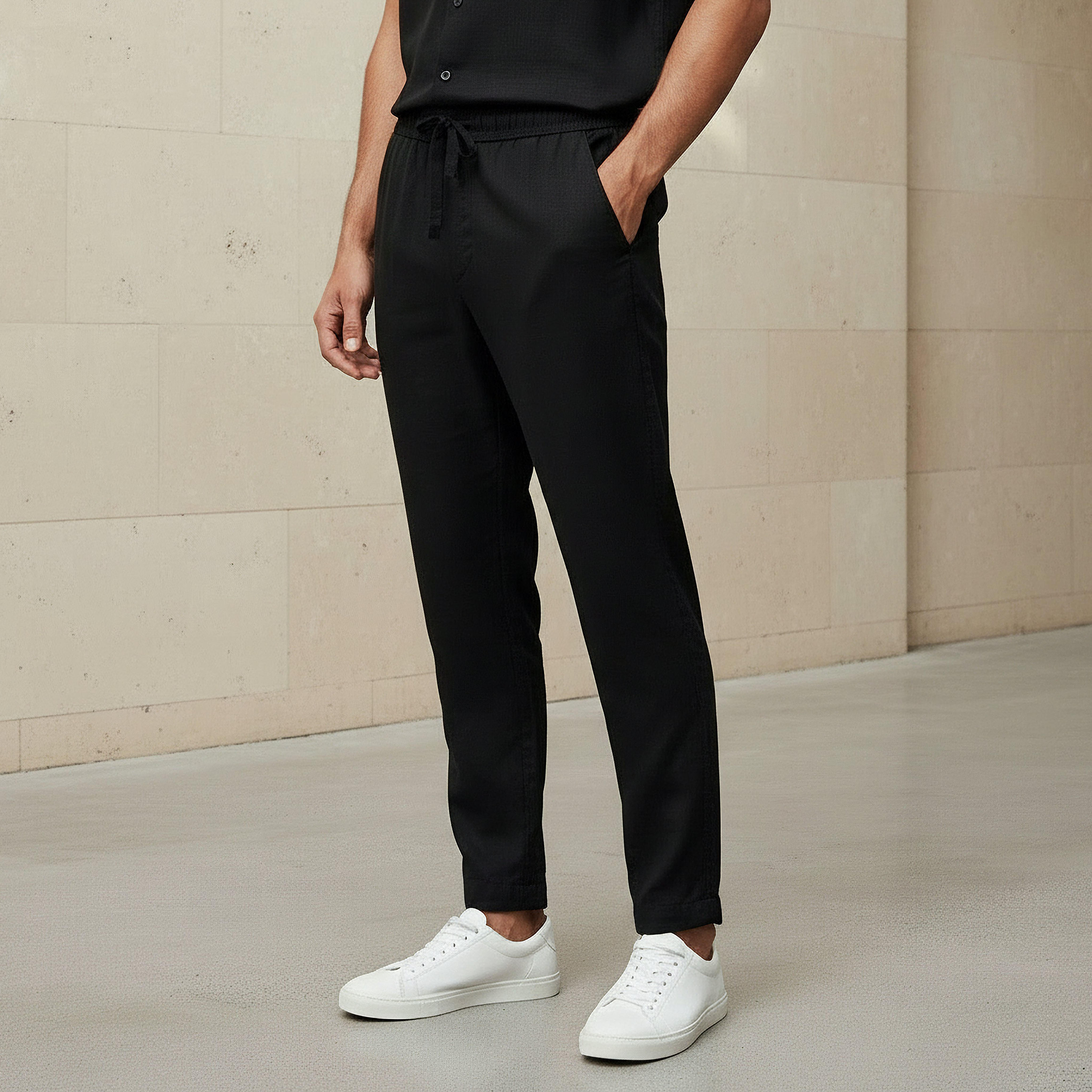 بنطلون من مزيج الكتان بقصة مستقيمة للرجال-men-clothing-coordsets-image-1