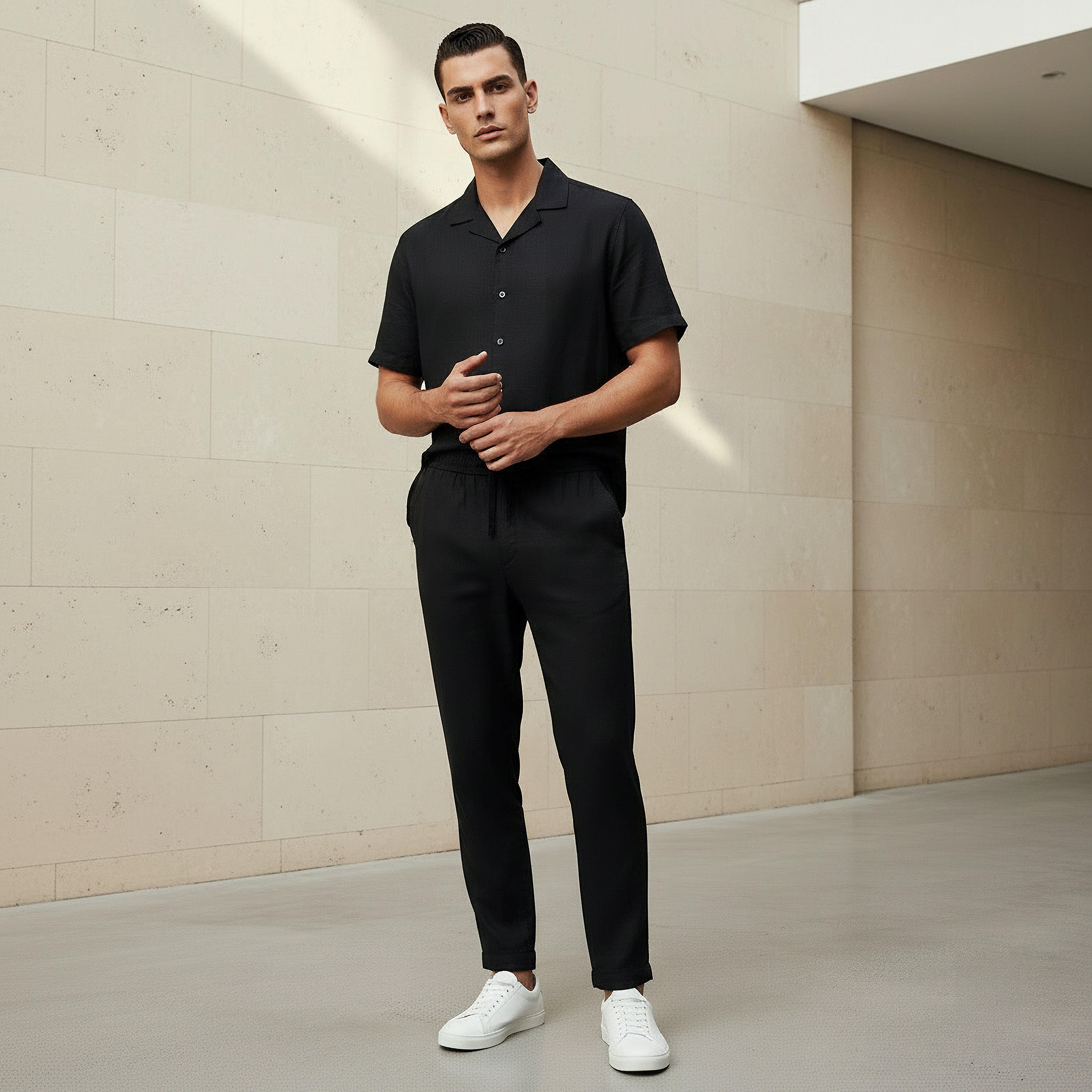 بنطلون من مزيج الكتان بقصة مستقيمة للرجال-men-clothing-coordsets-image-3