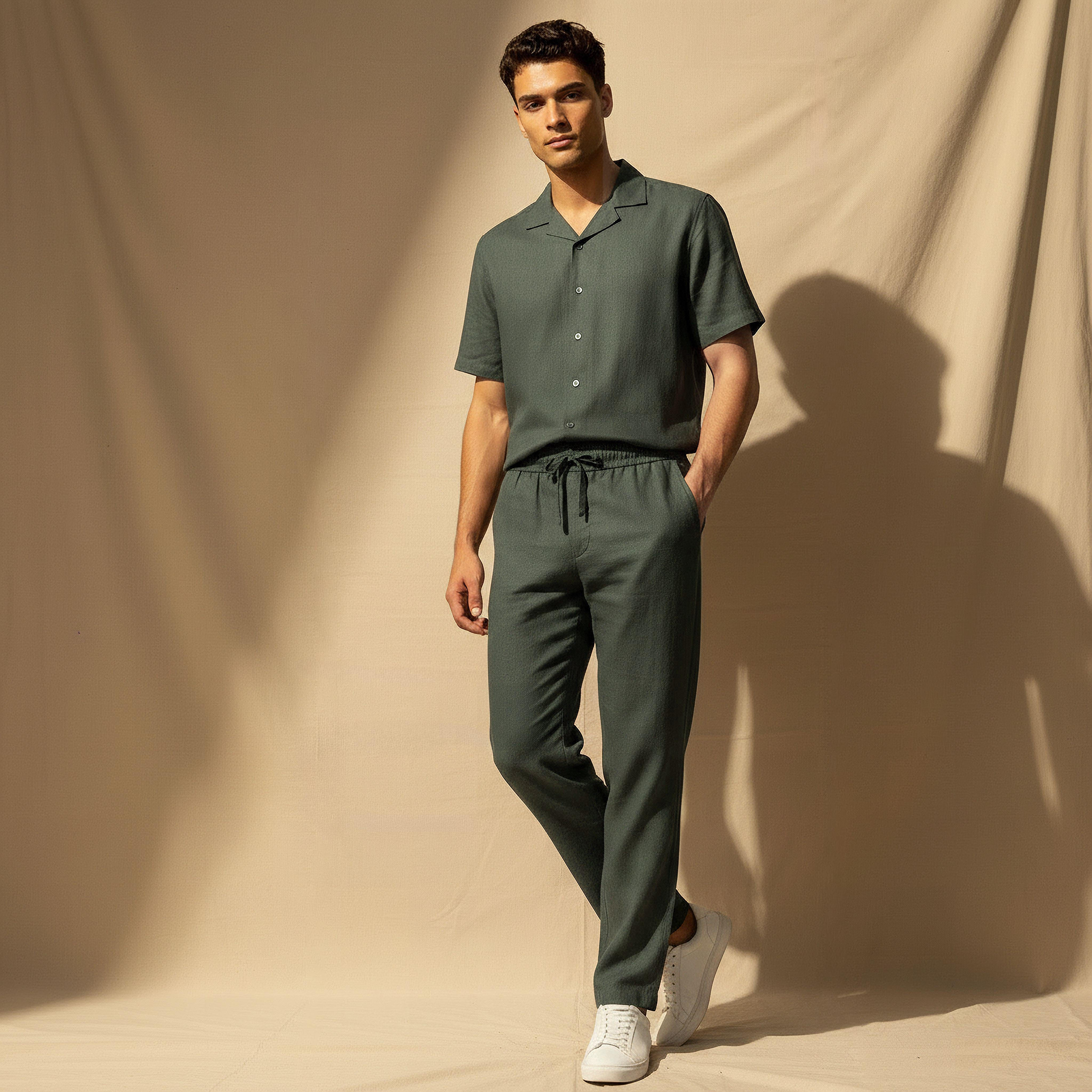 Men Straight Fit Linen Blend Trousers-men-clothing-coordsets-image-3