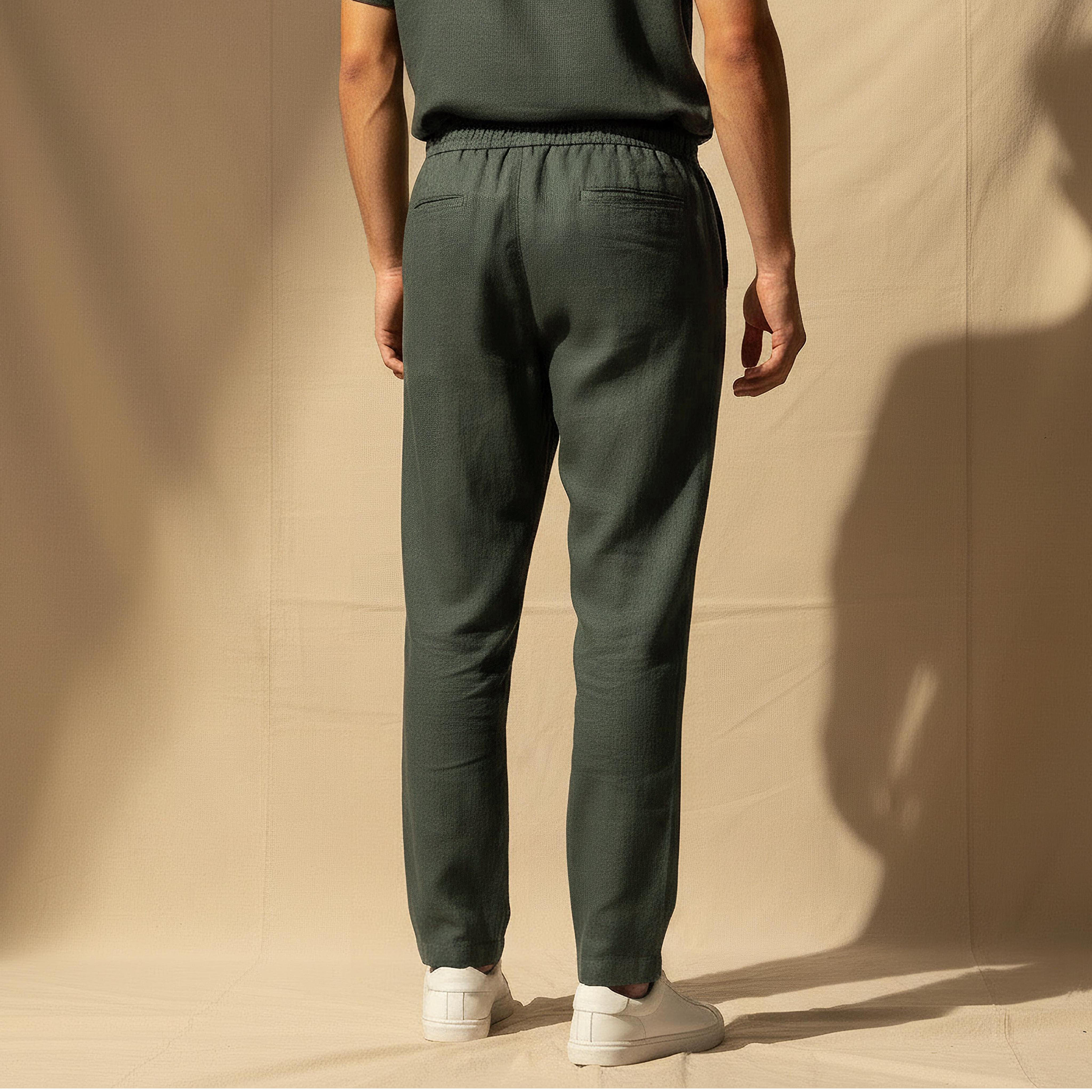 Men Straight Fit Linen Blend Trousers-men-clothing-coordsets-image-4