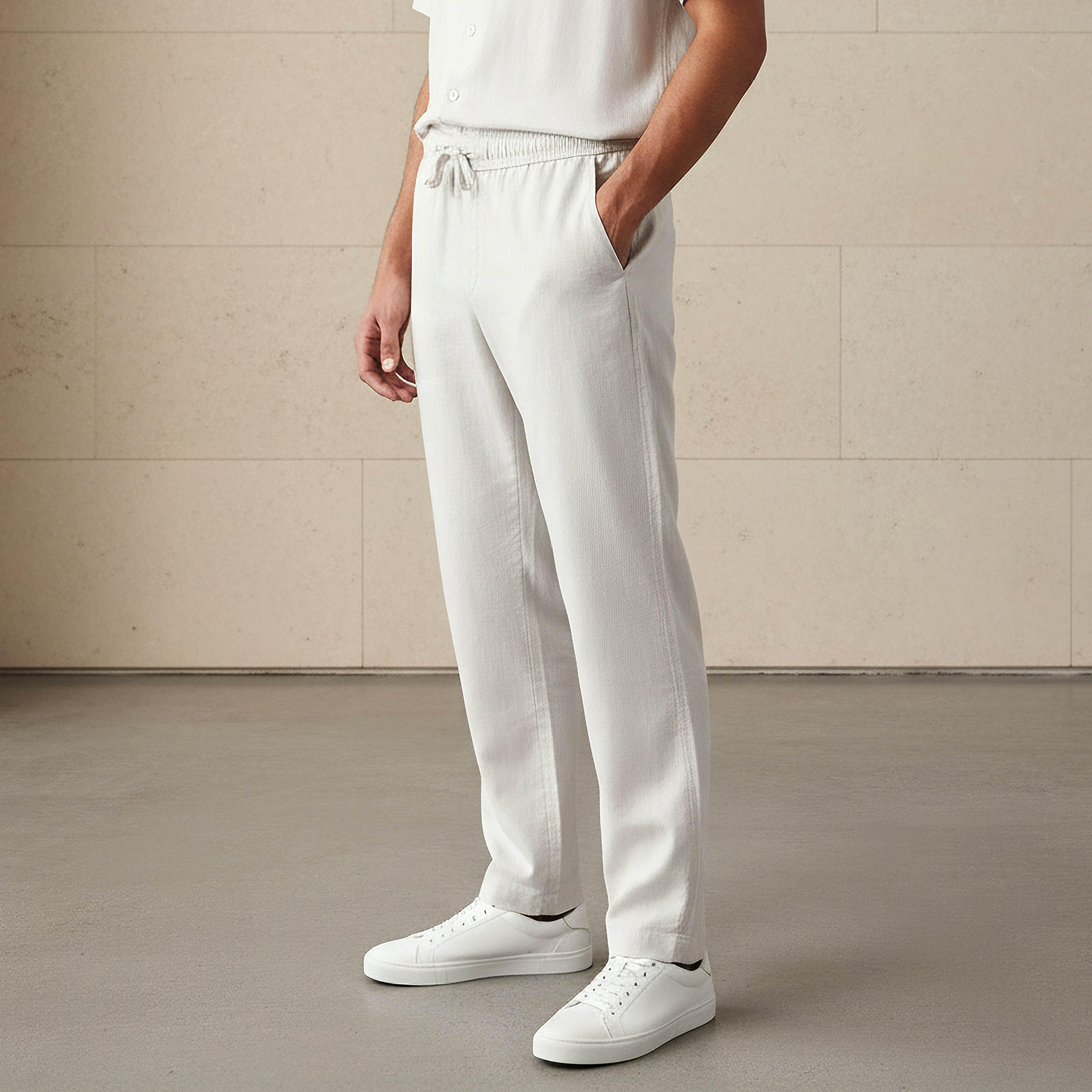 بنطلون من مزيج الكتان بقصة مستقيمة للرجال-men-clothing-coordsets-image-4