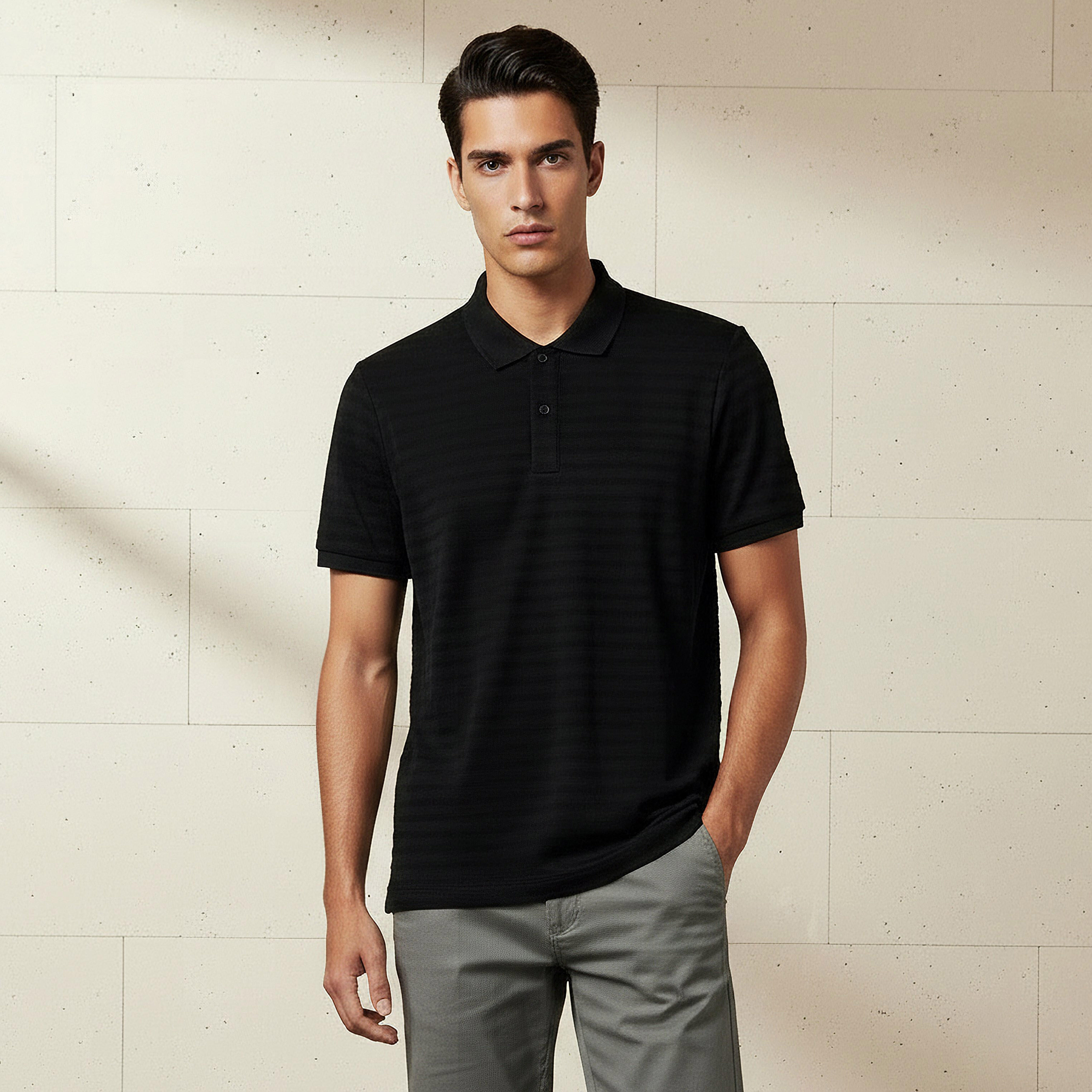 Men Short Sleeves Textured Polo T-shirt-men-clothing-tshirtsandpolos-polos-image-1