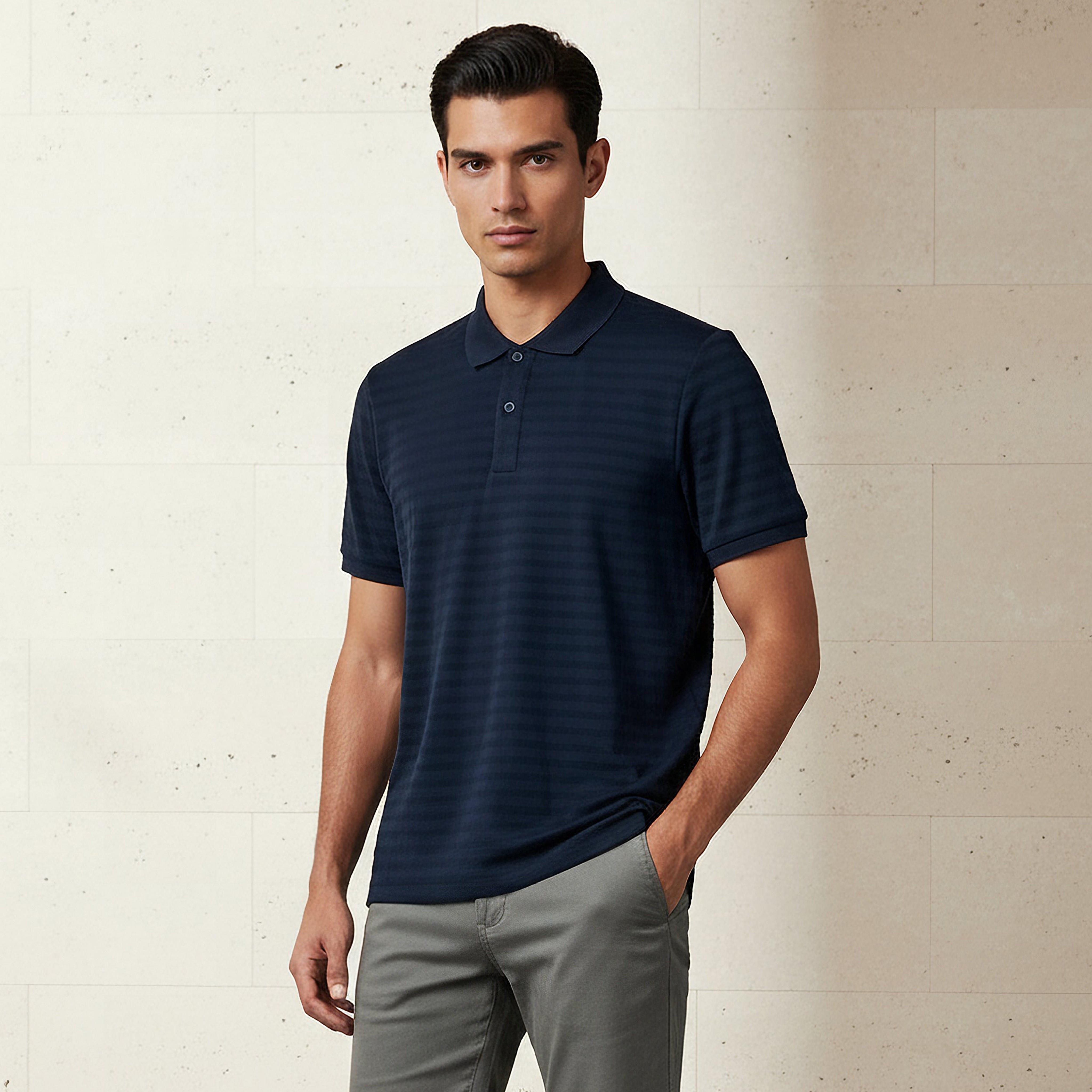 Men Short Sleeves Textured Polo T-shirt-men-clothing-tshirtsandpolos-polos-image-1