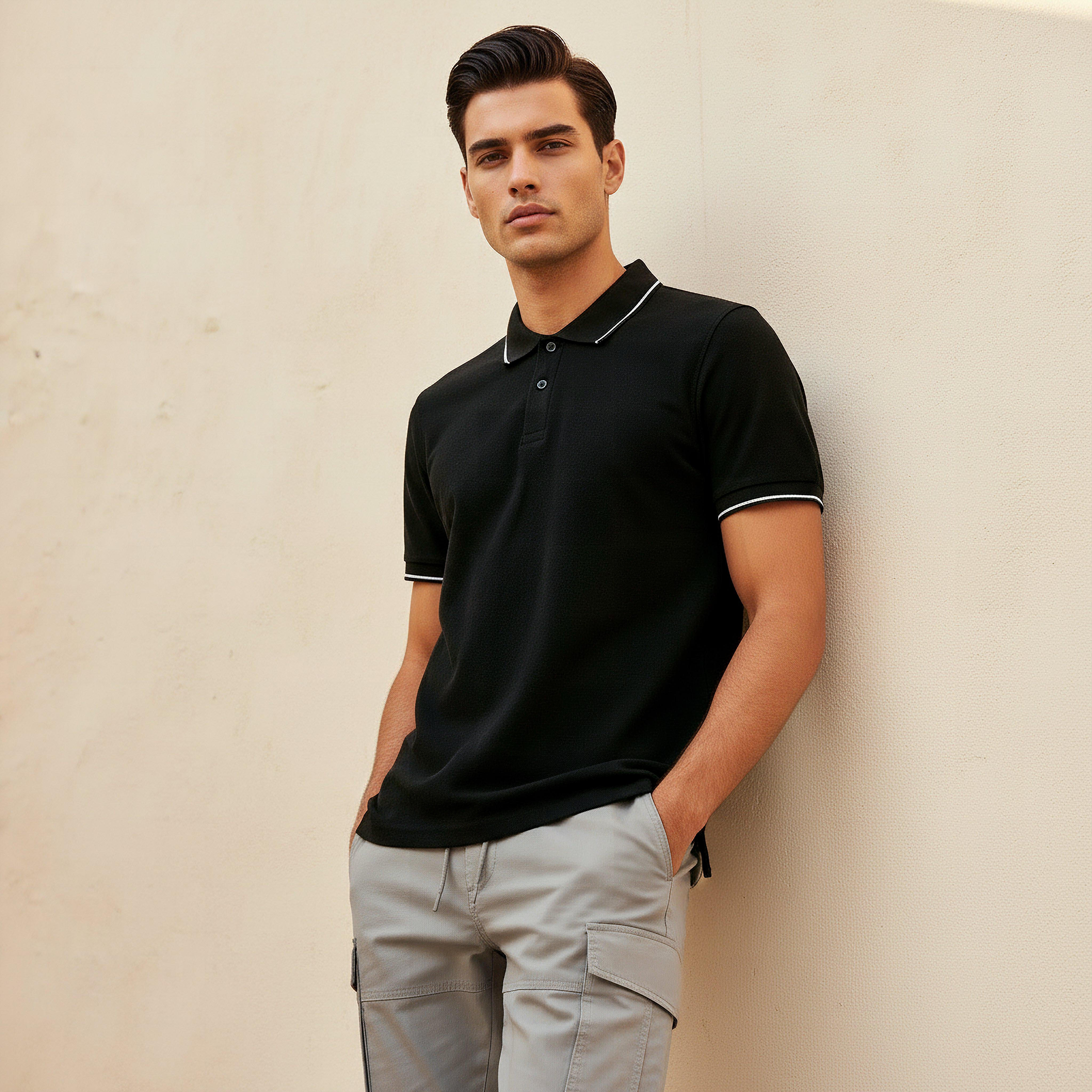 Men Short Sleeves Tipping Detail Polo T-shirt-men-clothing-tshirtsandpolos-polos-image-1