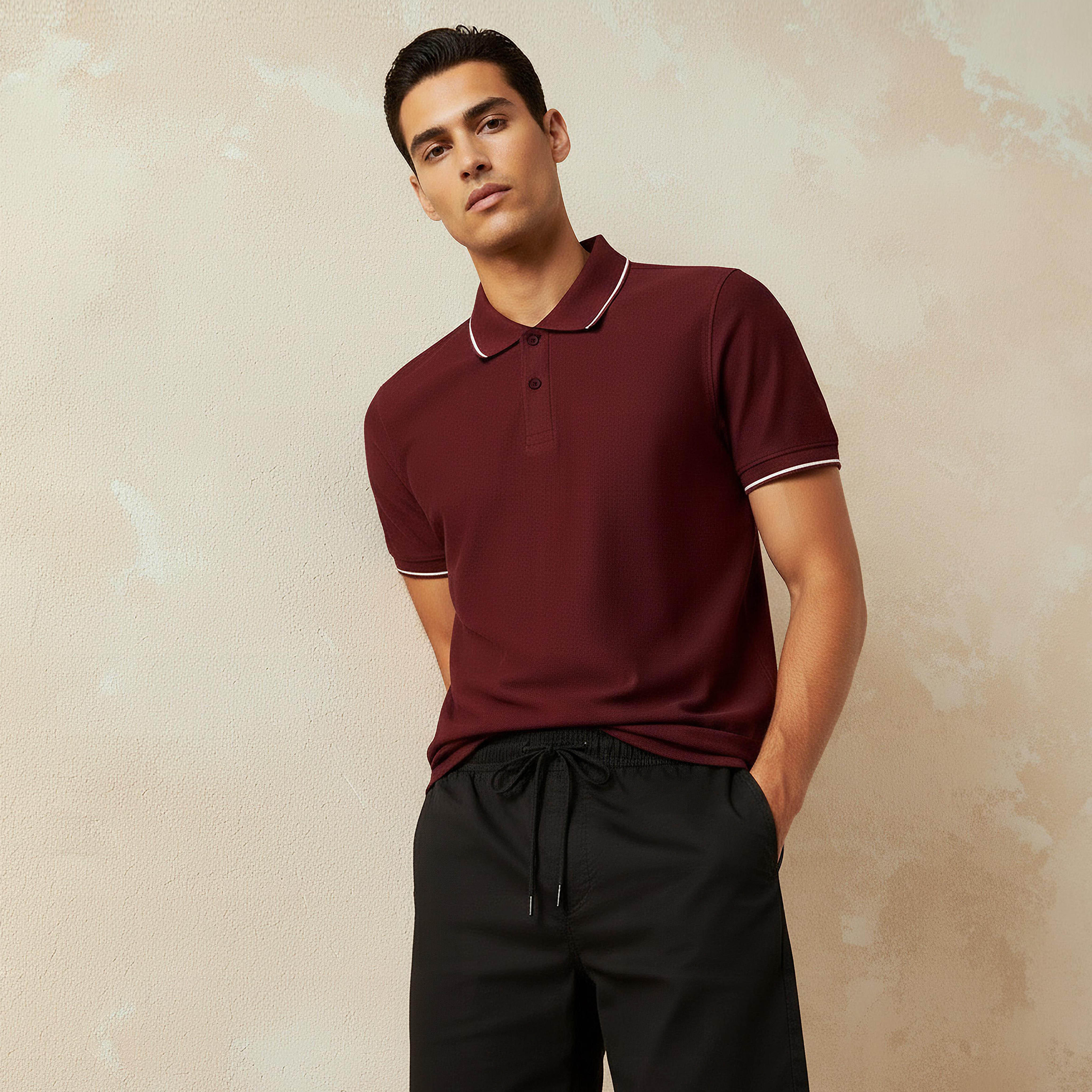 Men Short Sleeves Tipping Detail Polo T-shirt-men-clothing-tshirtsandpolos-polos-image-1