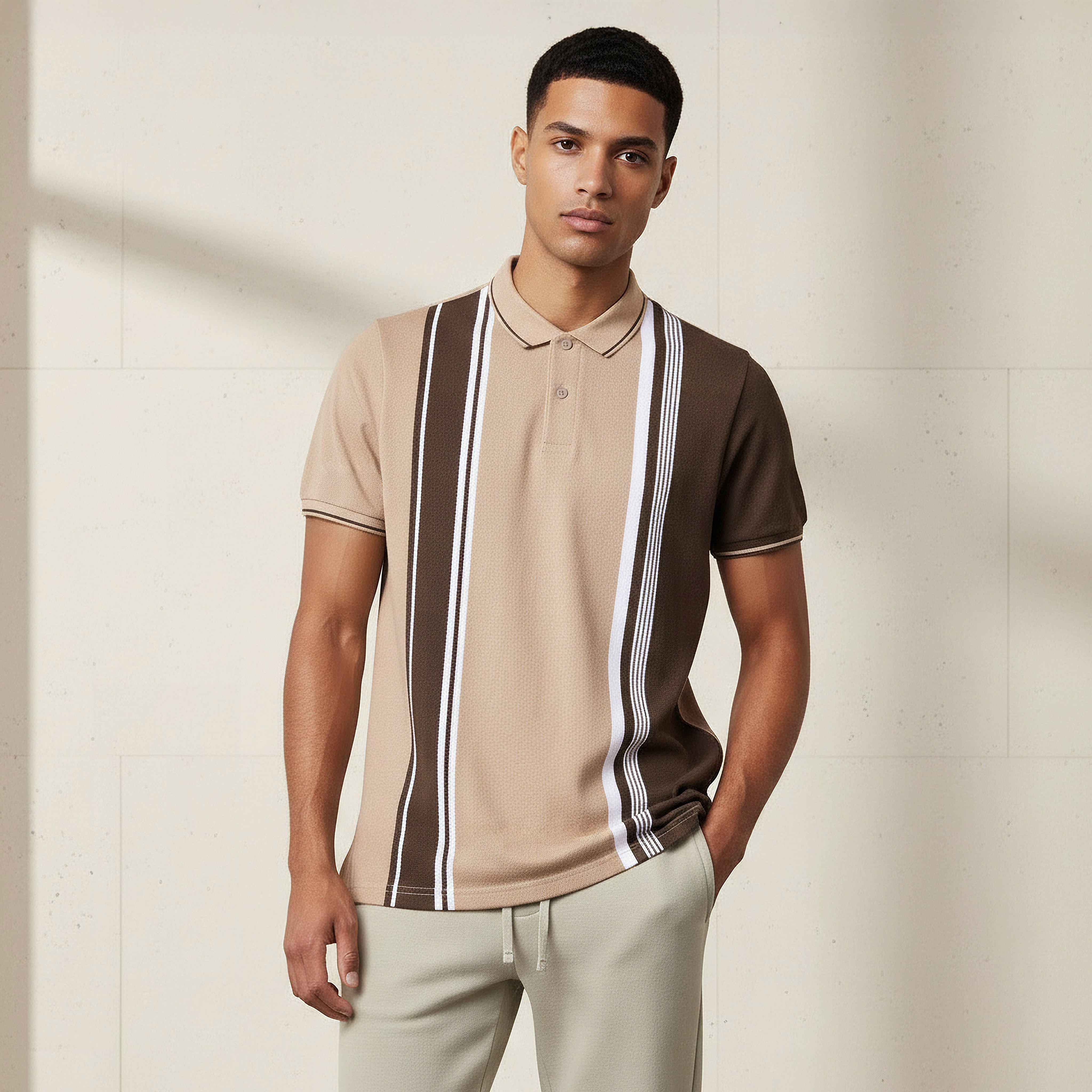 تيشيرت بولو مخطط بأكمام قصيرة للرجال-men-clothing-tshirtsandpolos-polos-image-1