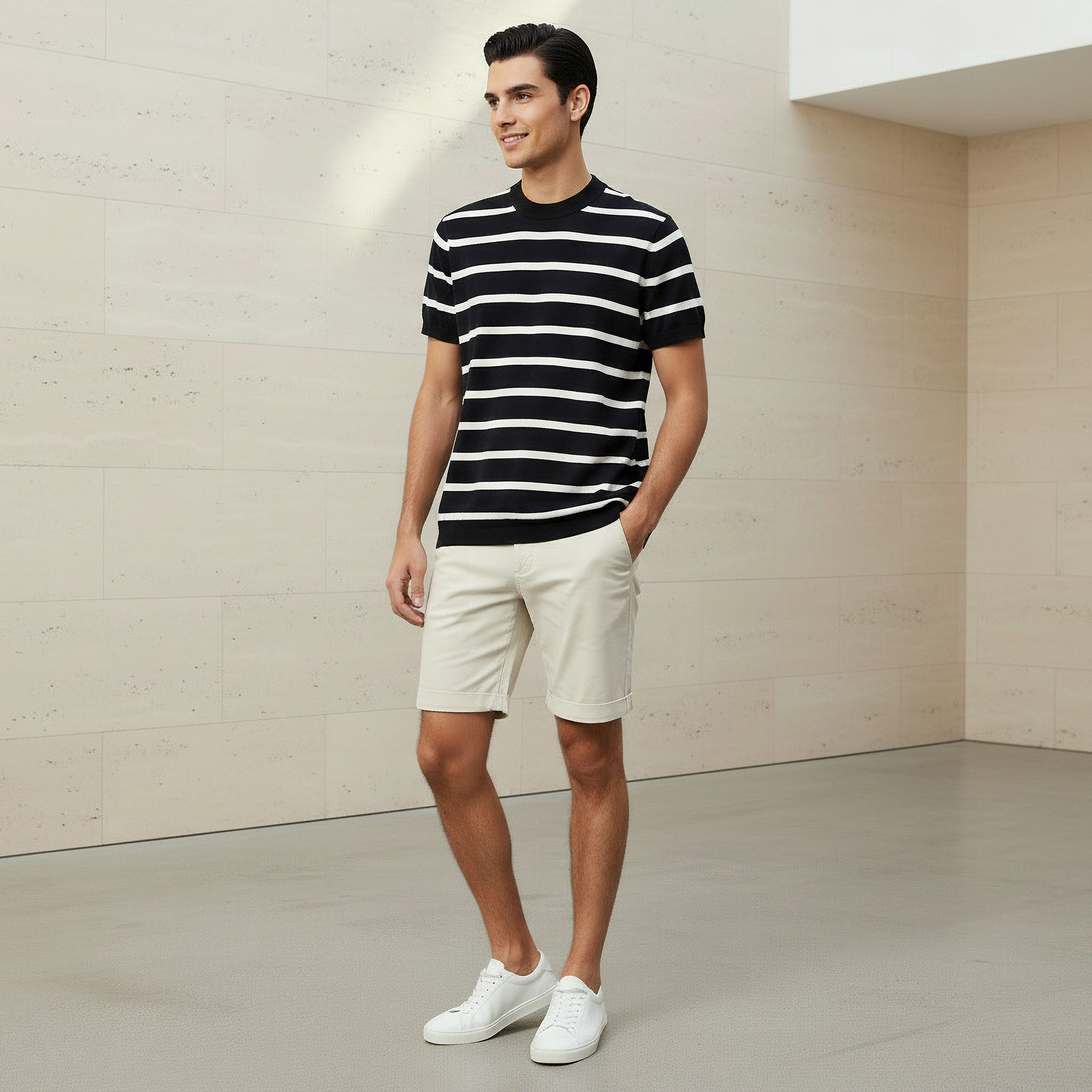 Men Regular Fit Crew Neck Short Sleeves Striped T-shirt-men-clothing-tshirtsandpolos-tshirts-image-2