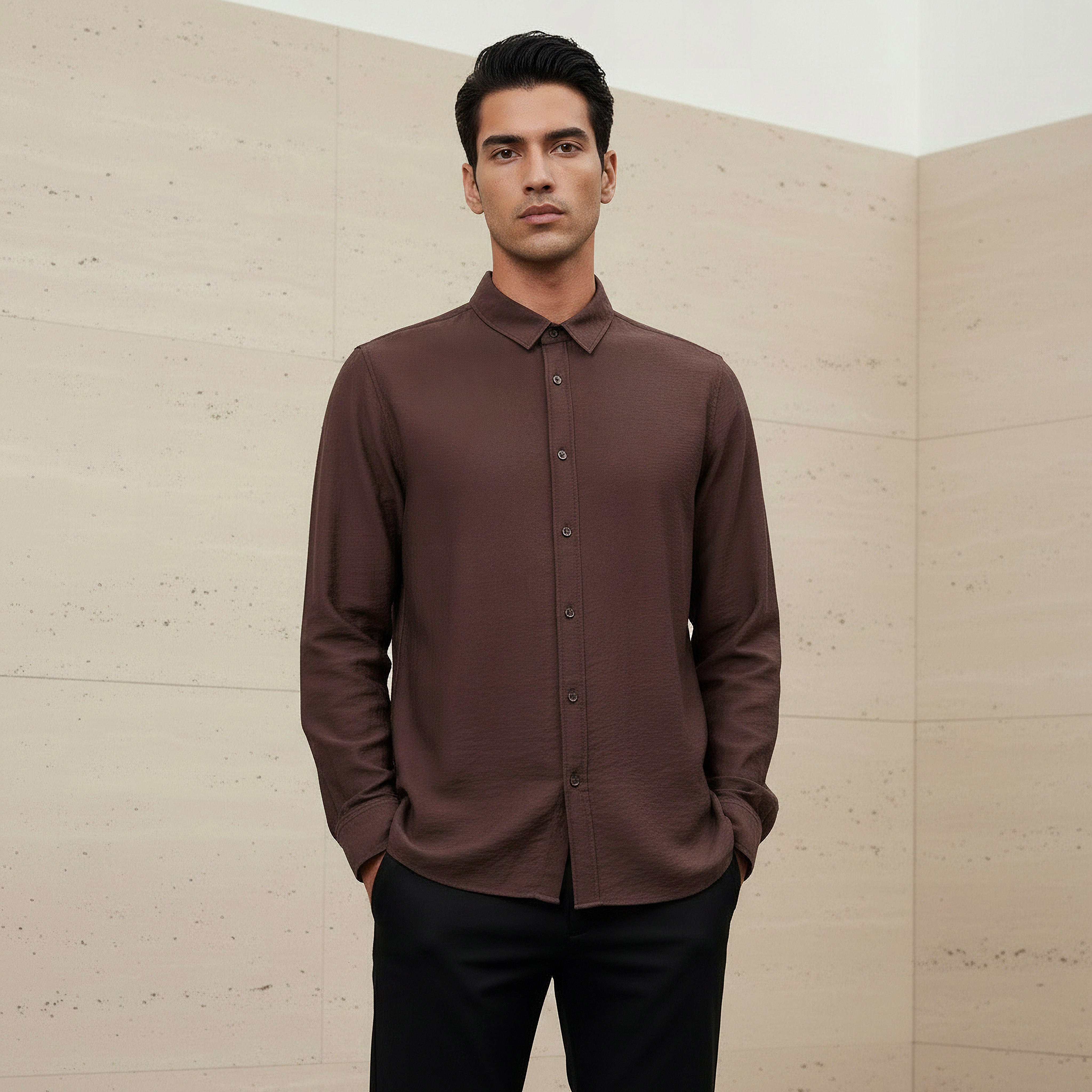Men Regular Fit Collared Long Sleeve Shirt-men-clothing-shirts-image-1