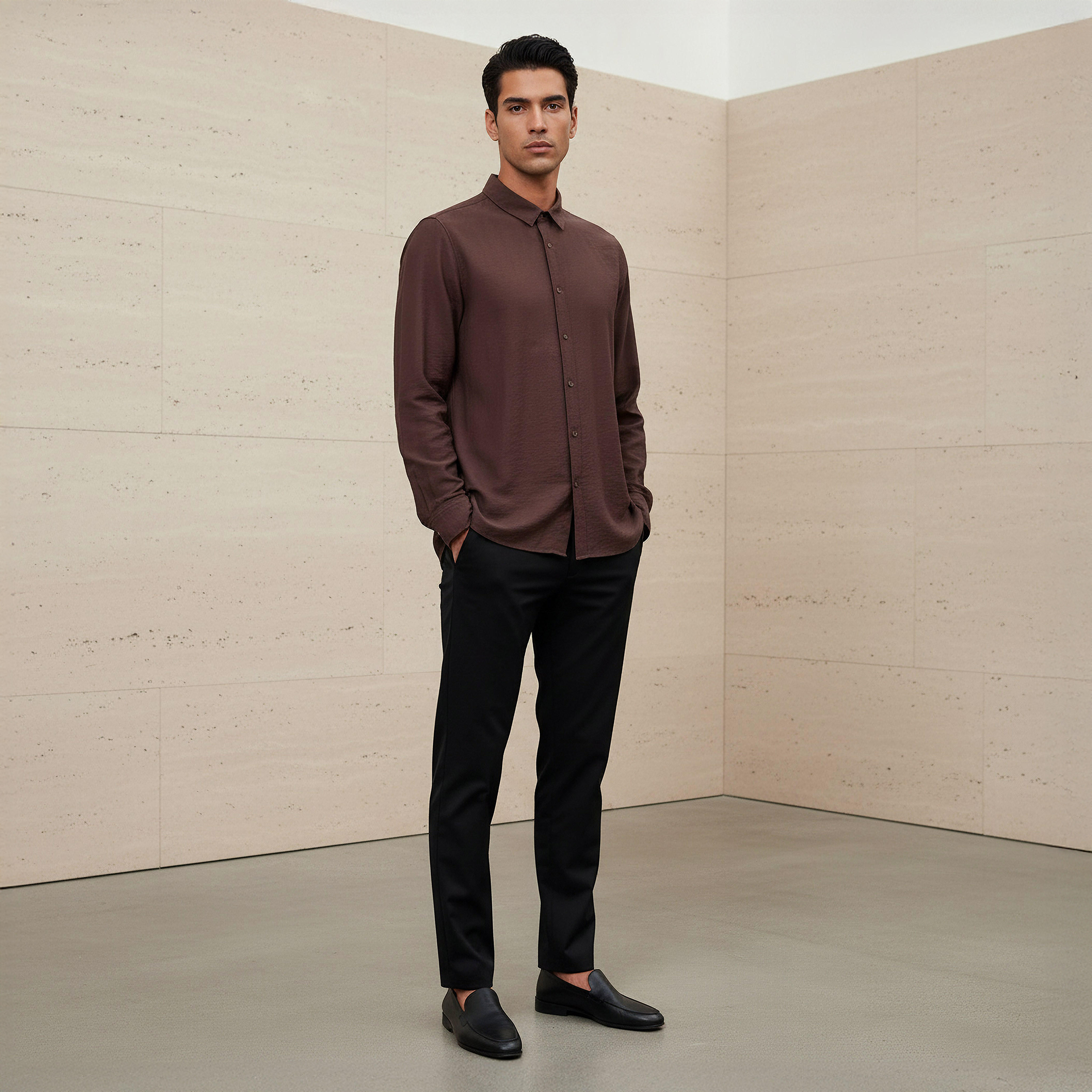 Men Regular Fit Collared Long Sleeve Shirt-men-clothing-shirts-image-2