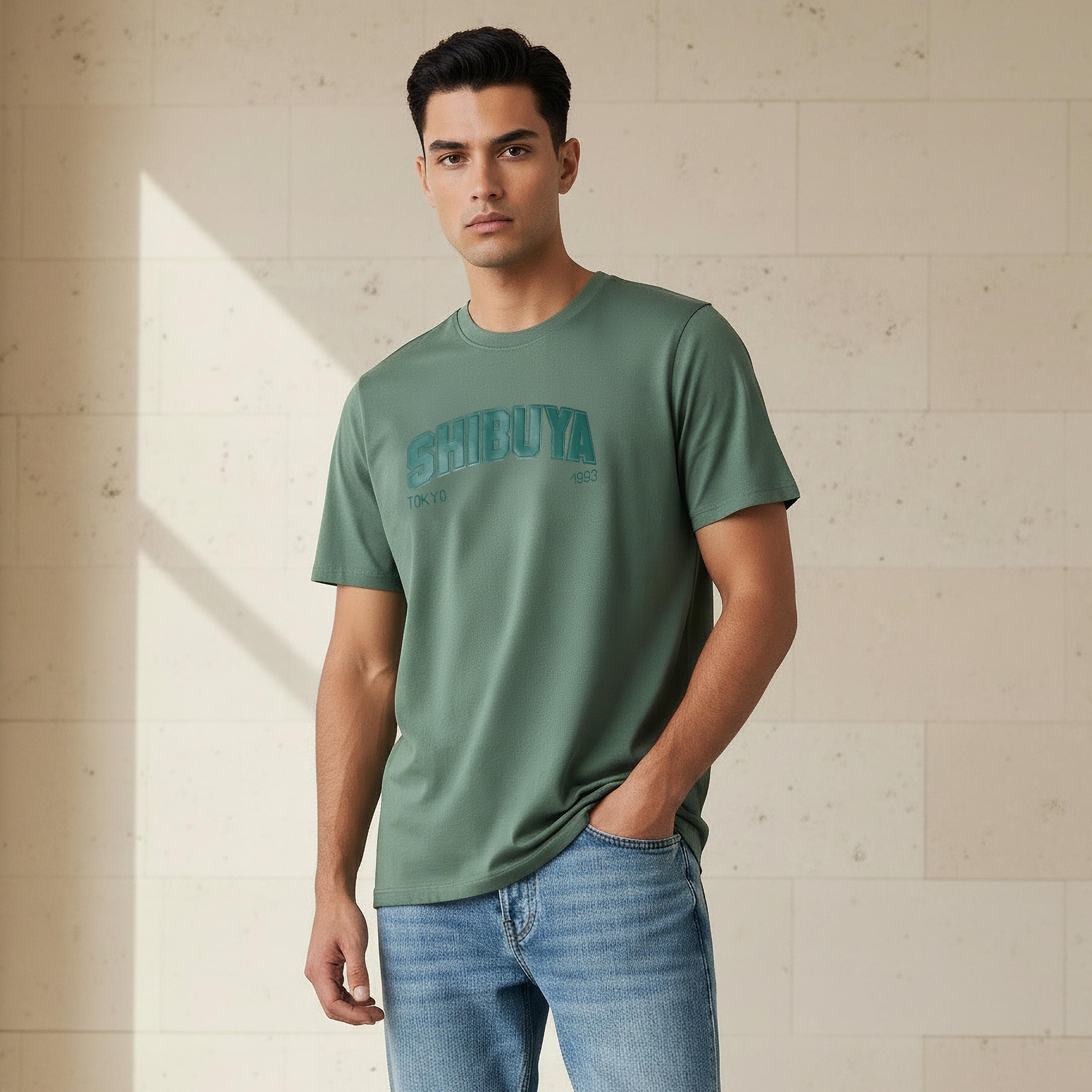 Men Slim Fit Crew Neck Short Sleeves Shibuya Tokyo Print T-shirt-men-clothing-tshirtsandpolos-tshirts-image-1