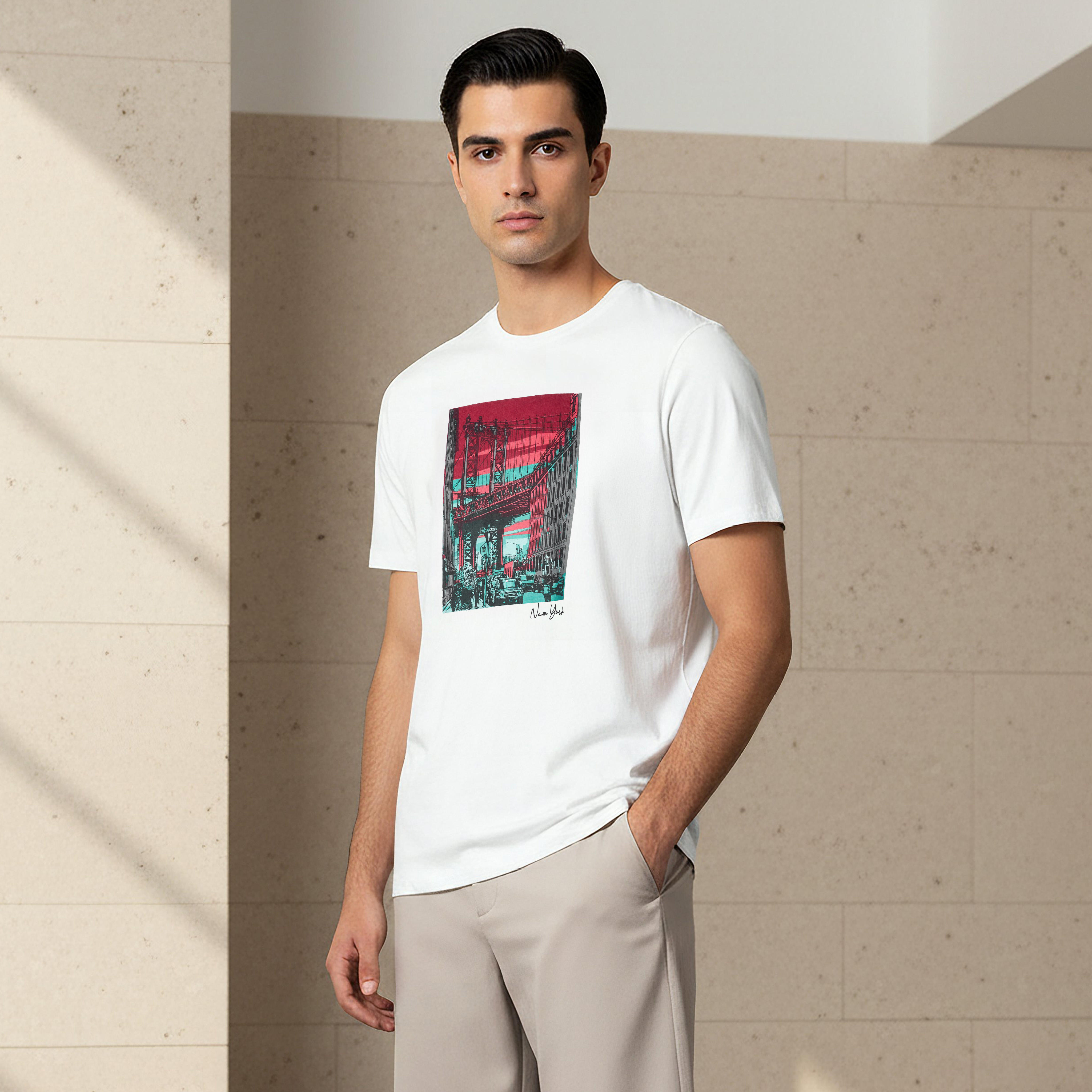 Men Slim Fit Crew Neck Short Sleeves New York Graphic Print T-shirt-men-clothing-tshirtsandpolos-tshirts-image-1