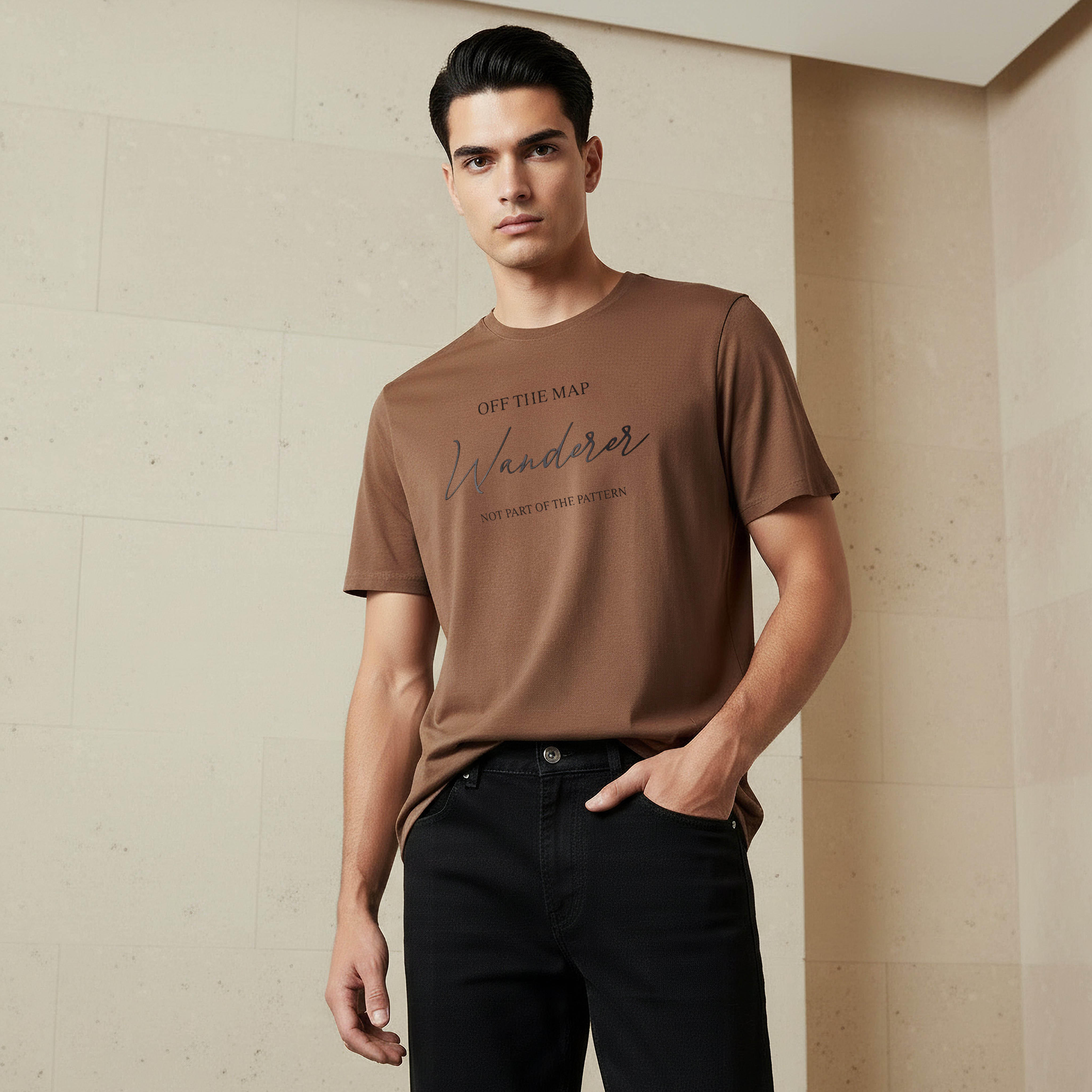 تيشيرت بقصة سليم وياقة ضيقة وأكمام قصيرة وطبعات للرجال-men-clothing-tshirtsandpolos-tshirts-image-1
