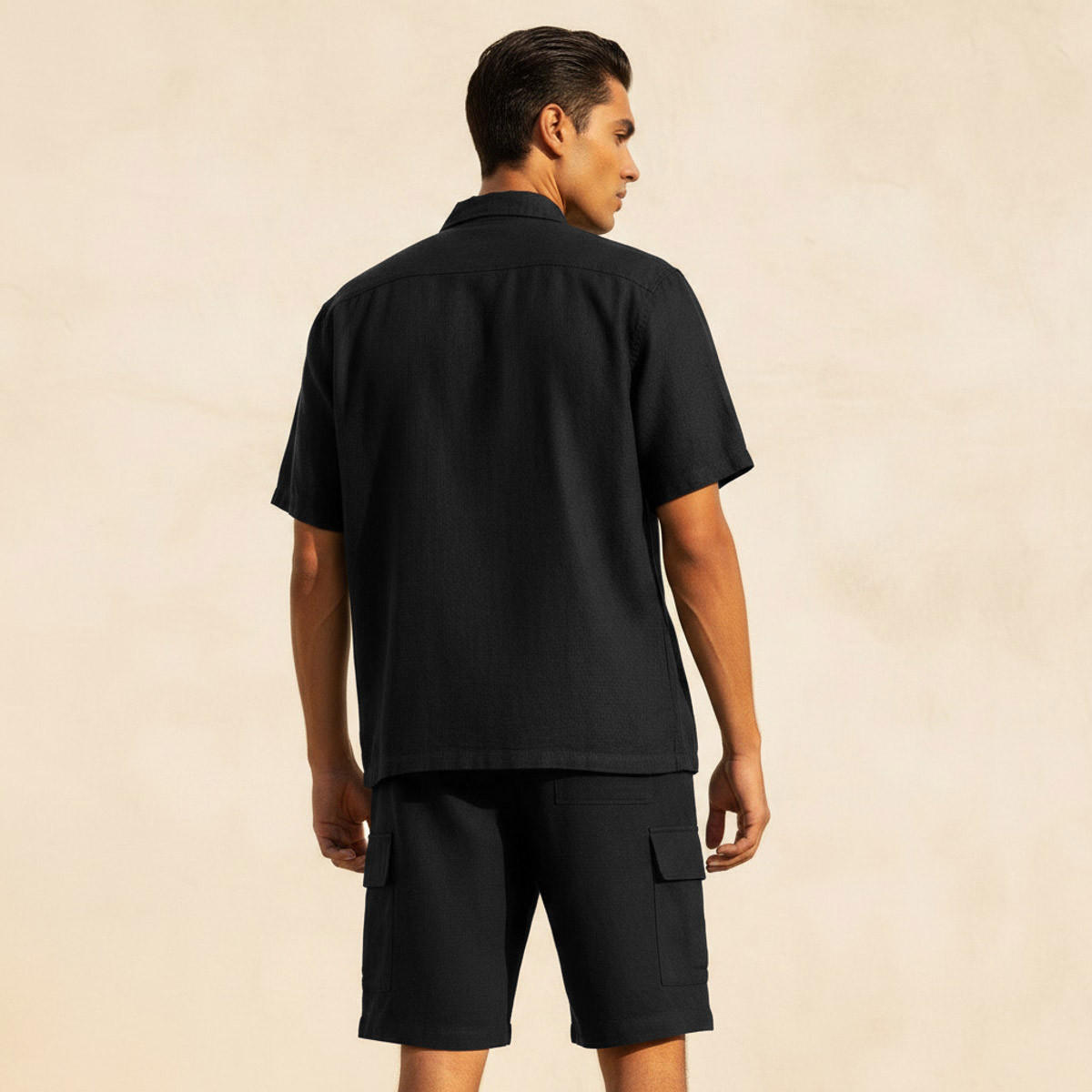 قميص من مزيج الكتان بقصّة عادية وياقة عادية للرجال-men-clothing-shirts-image-4