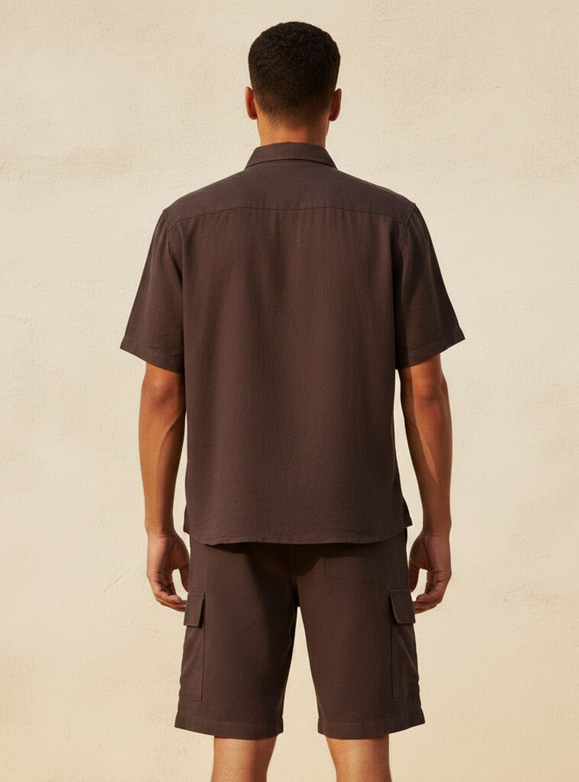 قميص من مزيج الكتان بقصّة عادية وياقة عادية للرجال-men-clothing-shirts-image-4