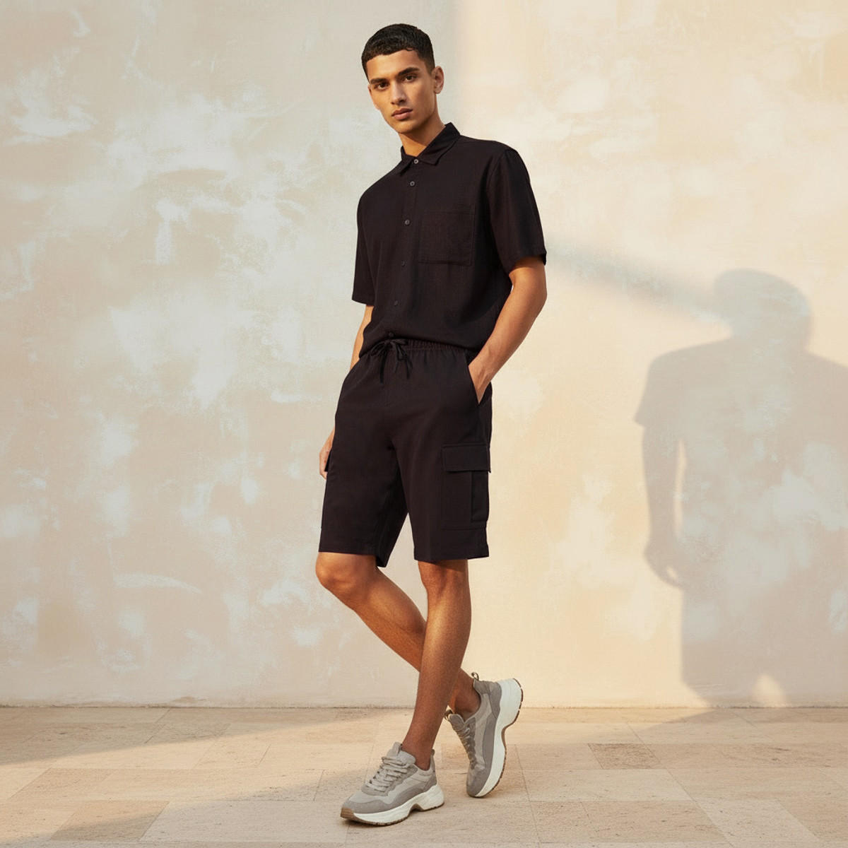 شورت كارجو من مزيج الكتان بقصّة عادية للرجال-men-clothing-bottoms-shorts-image-5