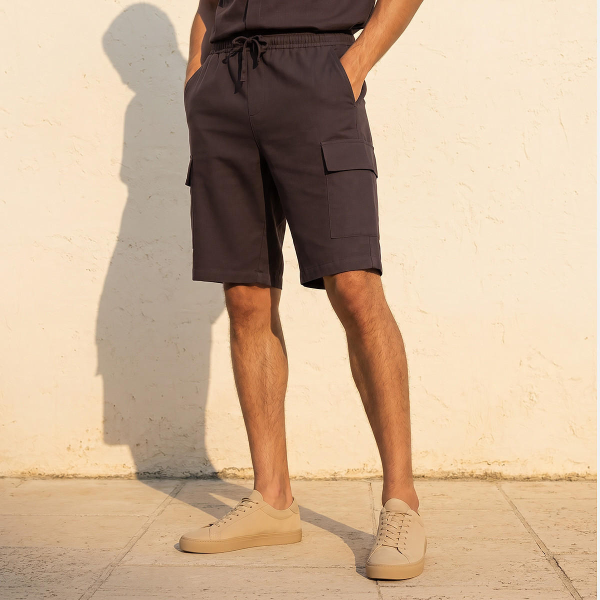 شورت كارجو من مزيج الكتان بقصّة عادية للرجال-men-clothing-bottoms-shorts-image-1