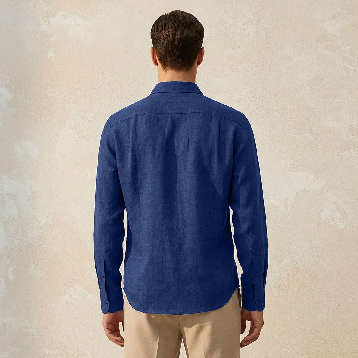 قميص مزيج الكتان بقصة عادية وياقة وملمس بارز وأكمام طويلة من سبلاش بيسك-men-clothing-shirts-image-4