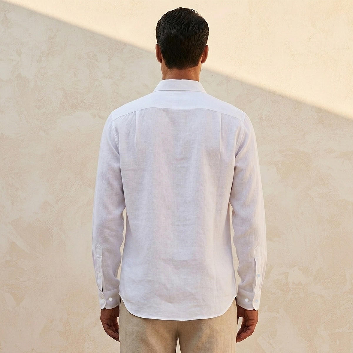 قميص مزيج الكتان بقصة عادية وياقة وملمس بارز وأكمام طويلة من سبلاش بيسك-men-clothing-shirts-image-4