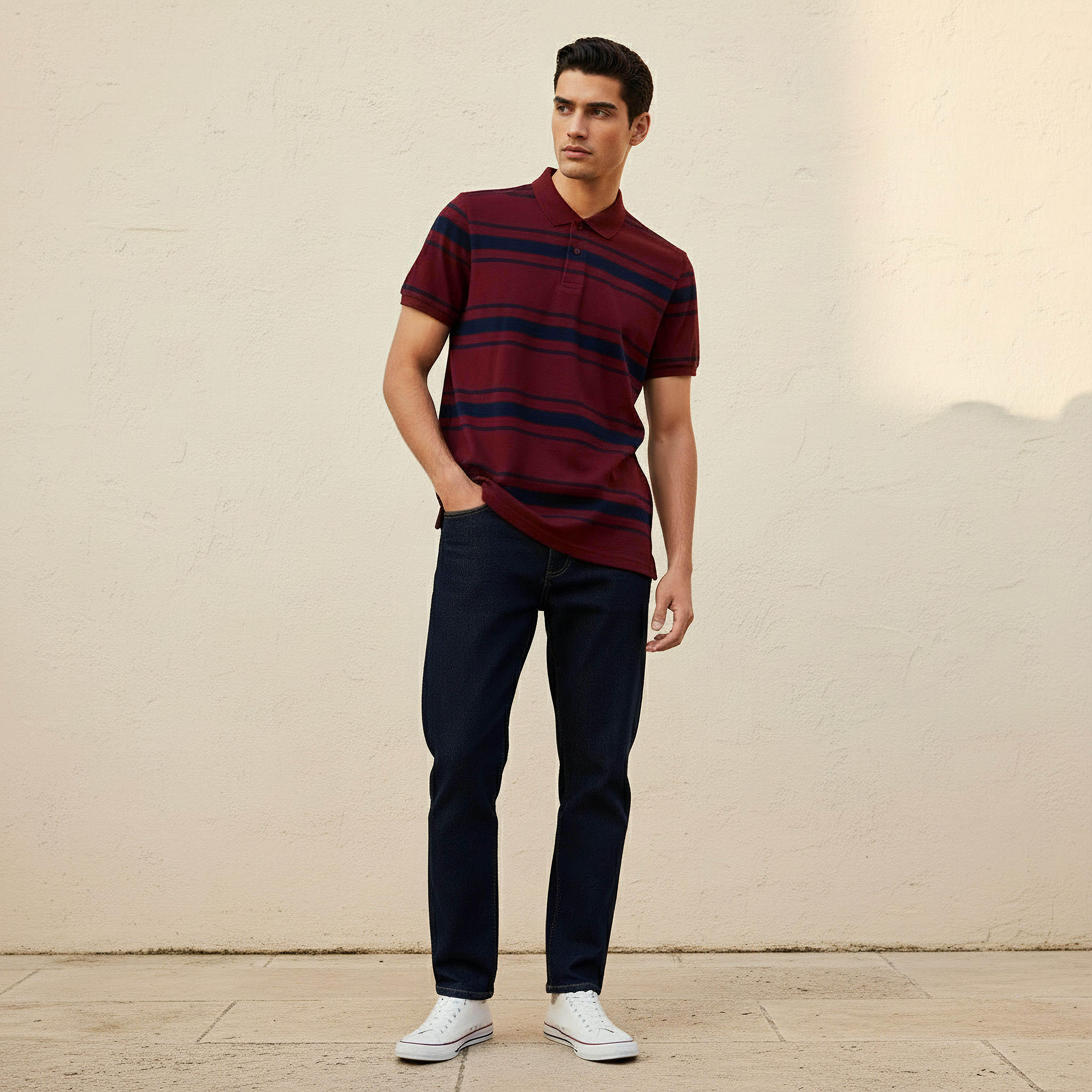 Men Short Sleeves Striped Pique Polo T-shirt-men-clothing-tshirtsandpolos-polos-image-3