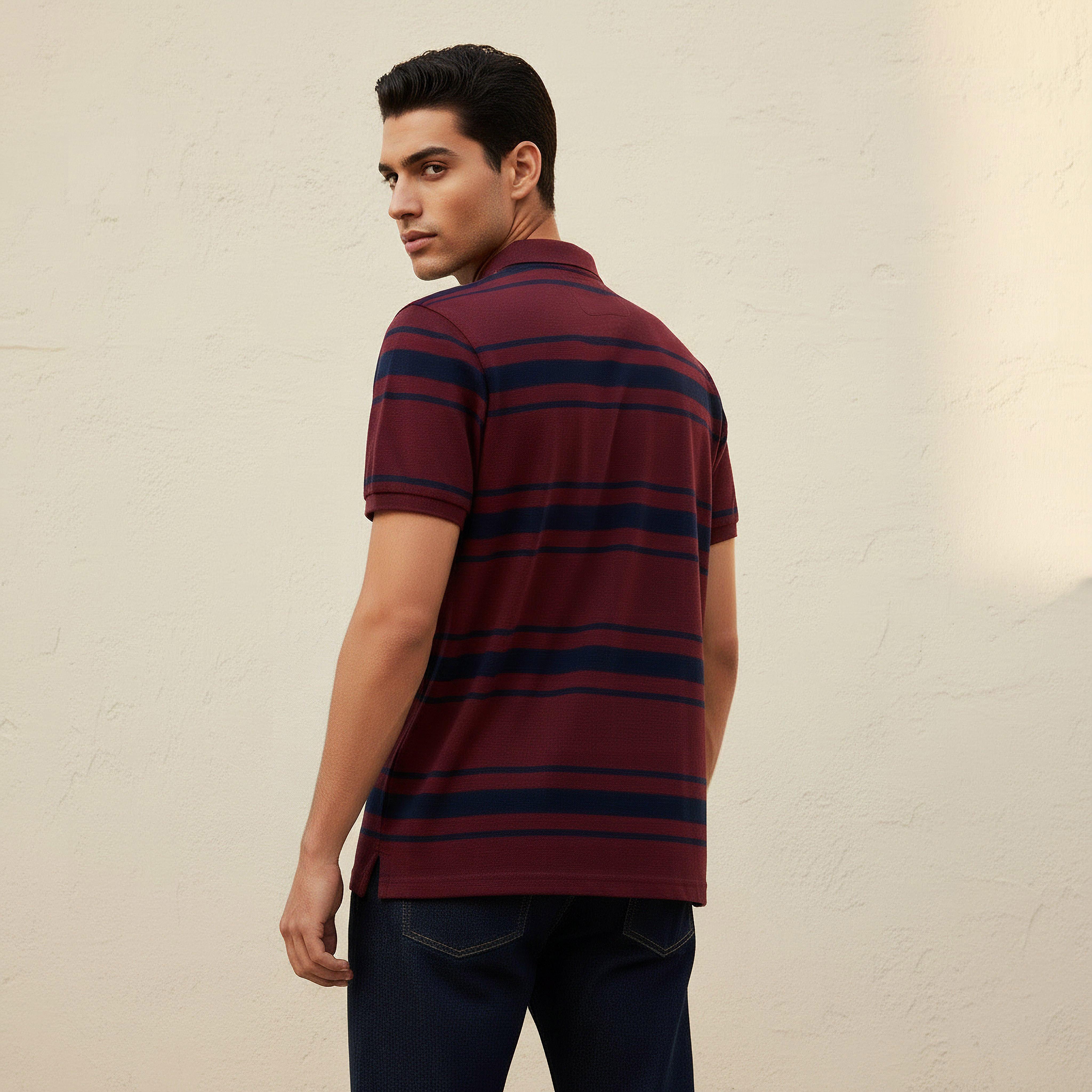 Men Short Sleeves Striped Pique Polo T-shirt-men-clothing-tshirtsandpolos-polos-image-4
