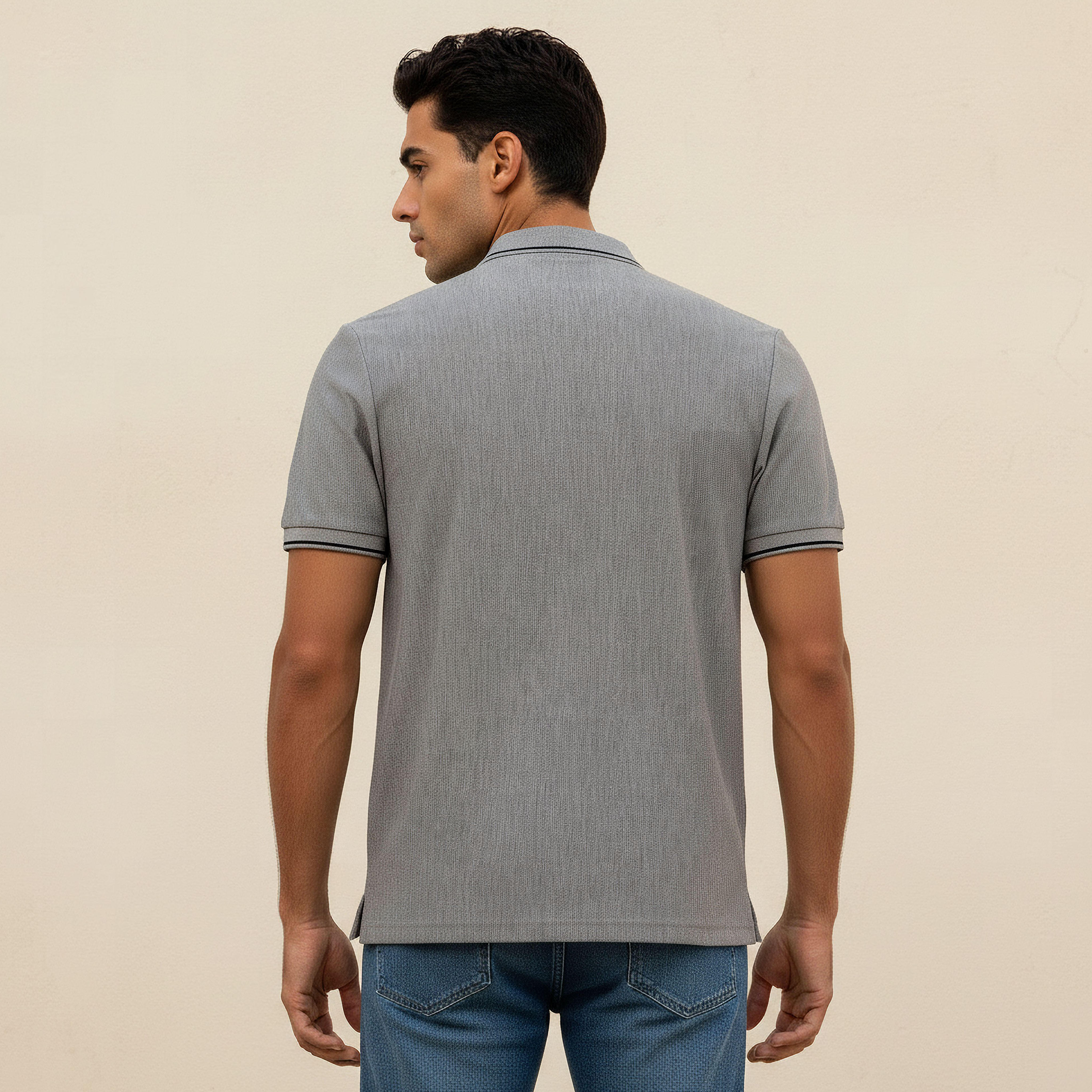 Men Short Sleeves Striped Pique Detail Polo T-shirt-men-clothing-tshirtsandpolos-polos-image-4