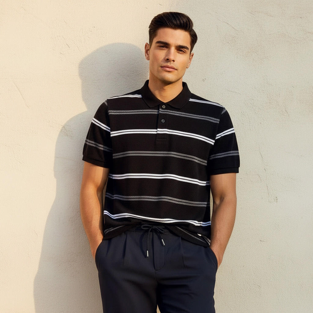 Men Short Sleeve Striped Polo T-shirt-men-clothing-tshirtsandpolos-polos-image-1