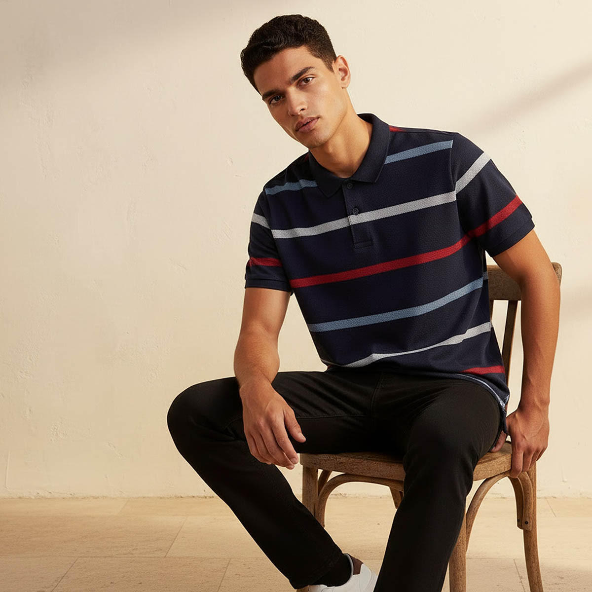 تيشيرت بولو مقلم بأكمام قصيرة من أساسيات سبلاش-men-clothing-tshirtsandpolos-polos-image-5