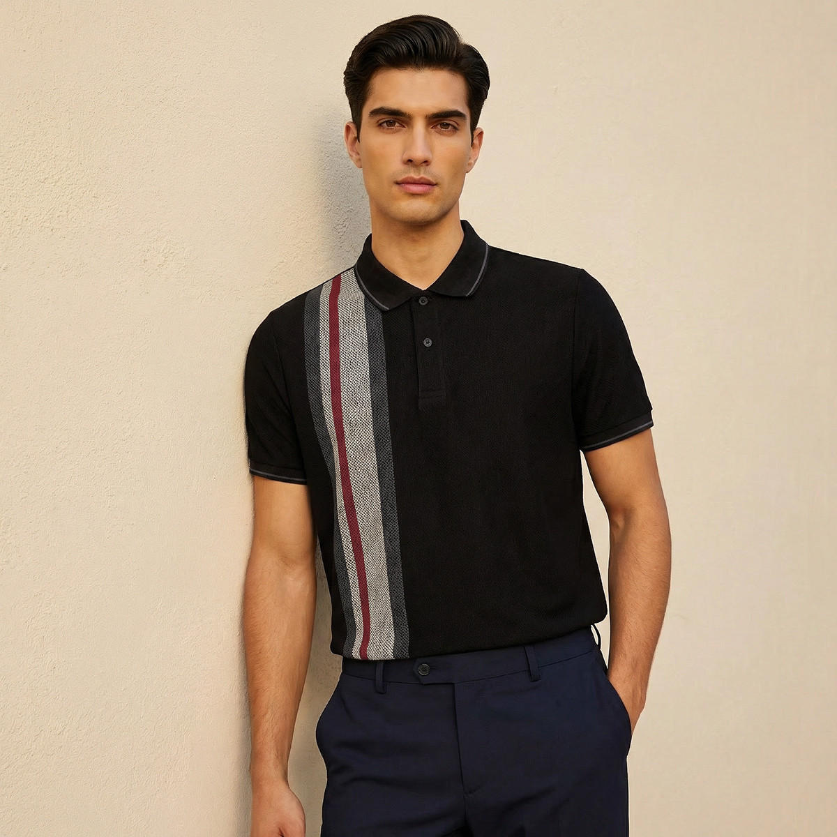 Men Short Sleeve Striped Polo T-shirt-men-clothing-tshirtsandpolos-polos-image-1