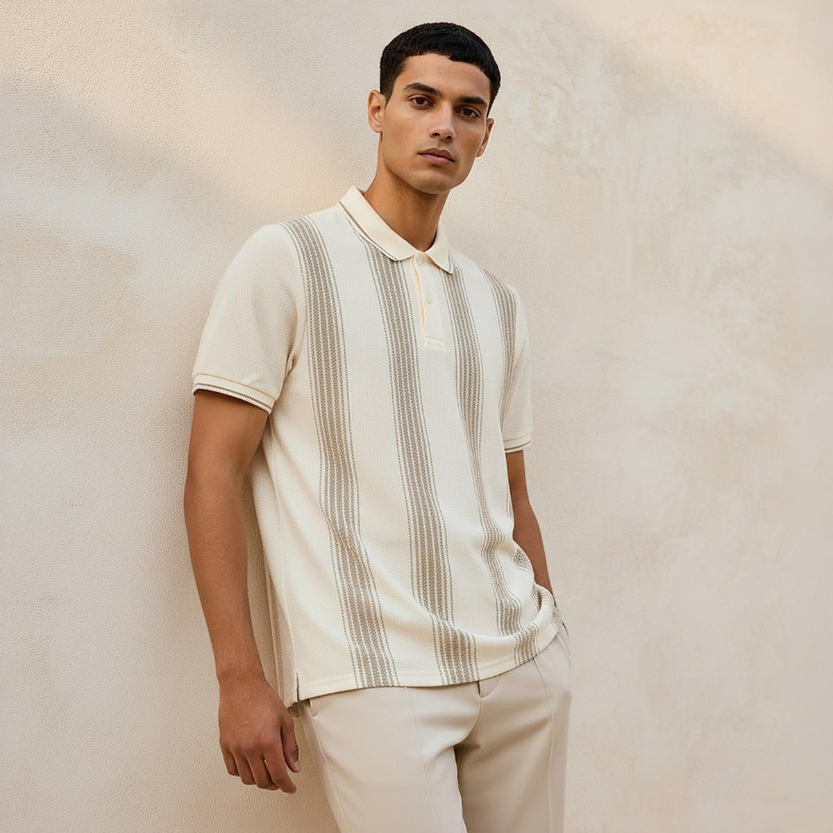 Men Short Sleeve Striped Polo T-shirt-men-clothing-tshirtsandpolos-polos-image-1