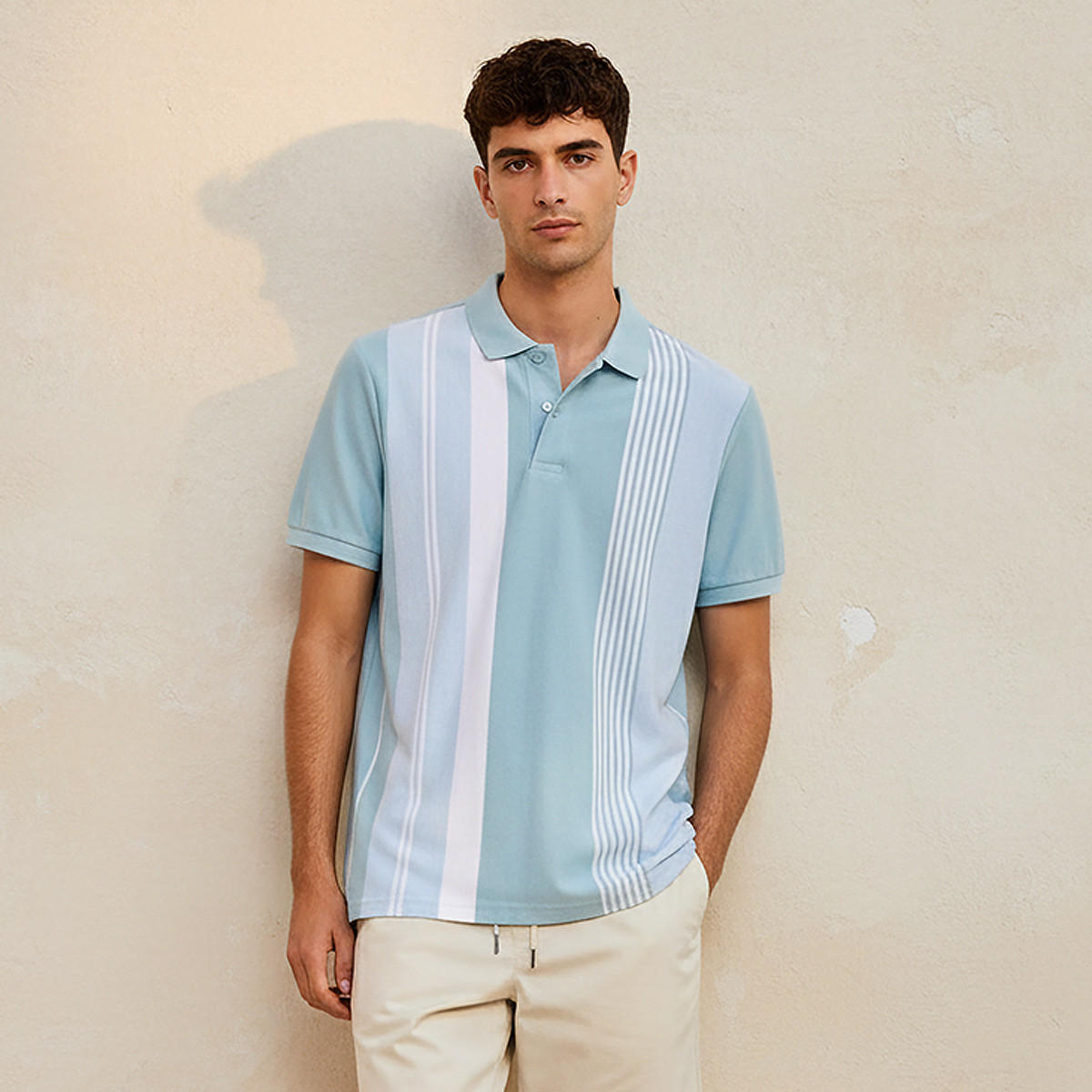 Men Short Sleeves Striped Pique Polo T-shirt-men-clothing-tshirtsandpolos-polos-image-1