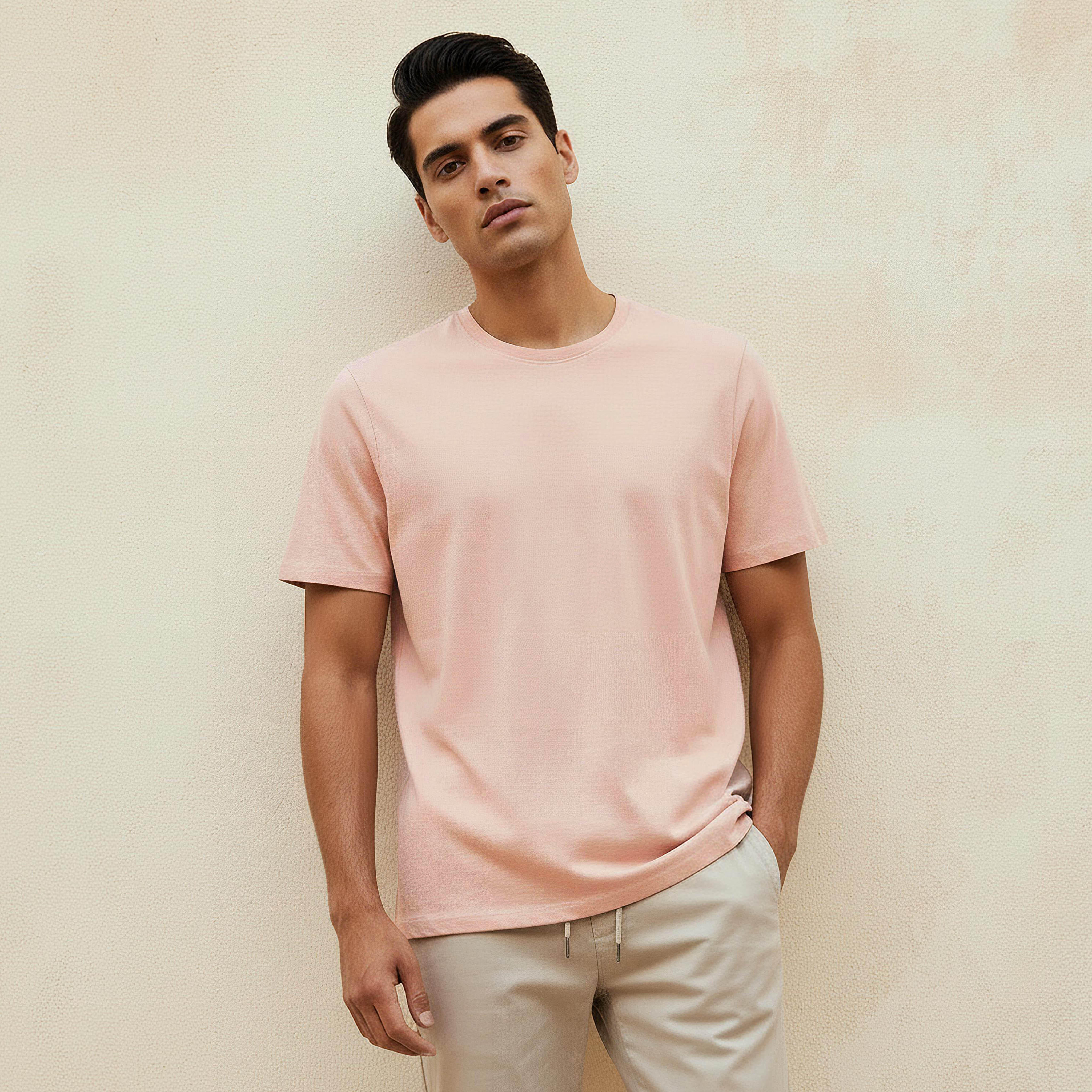 تيشيرت بياقة ضيقة وأكمام قصيرة للرجال-men-clothing-tshirtsandpolos-tshirts-image-1