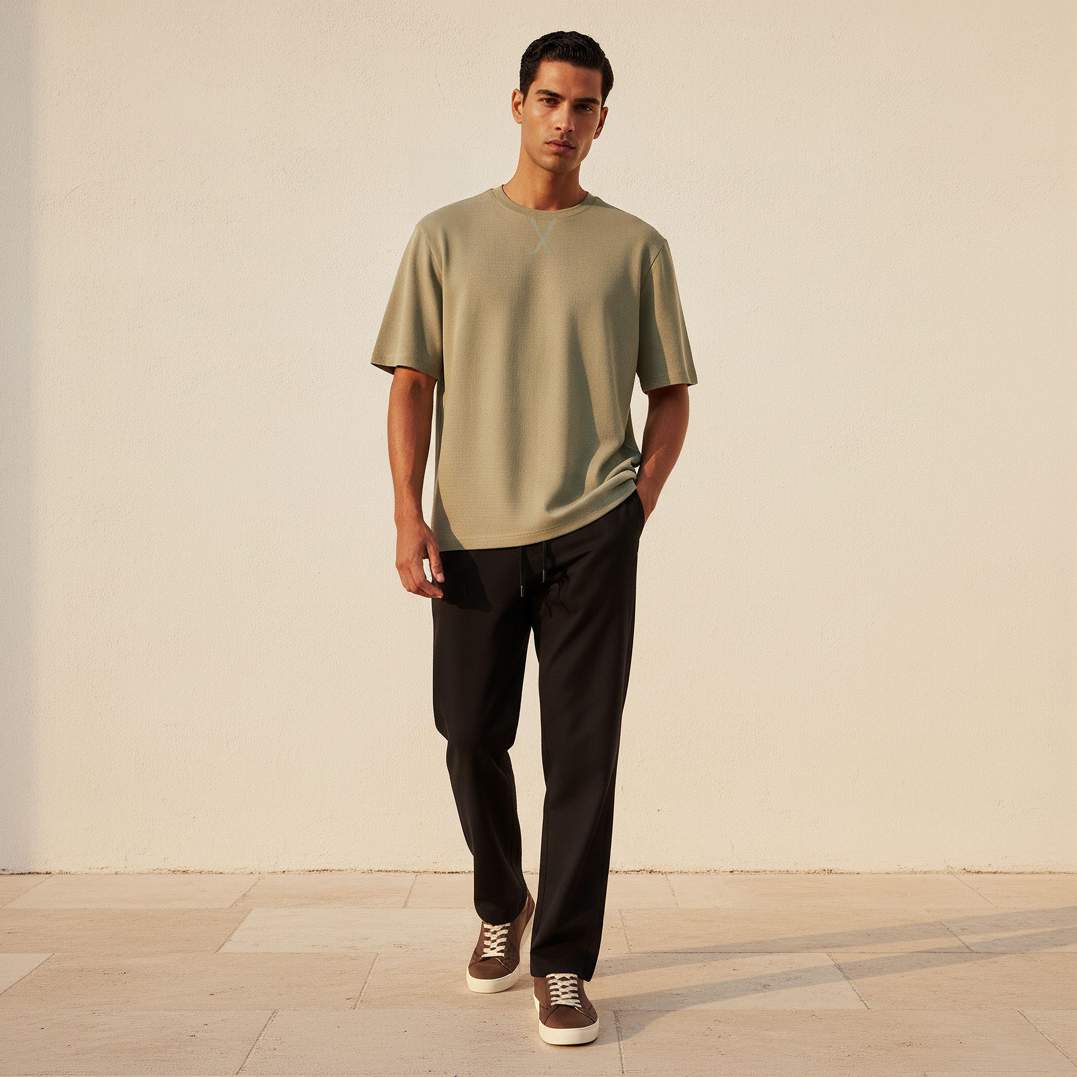 Men Relaxed Fit Crew Neck Short Sleeves Textured T-shirt-men-clothing-tshirtsandpolos-tshirts-image-3