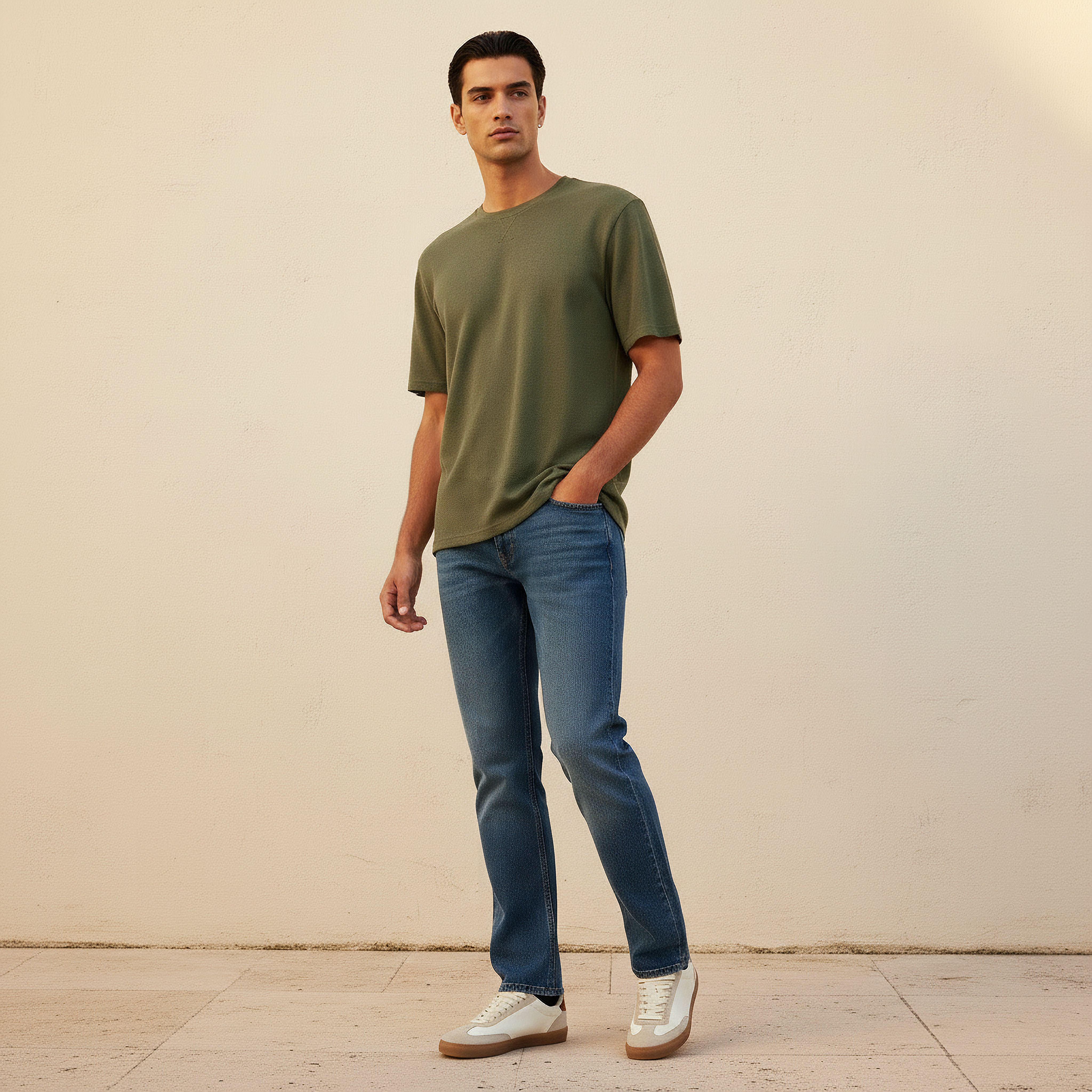 Men Relaxed Fit Crew Neck Short Sleeves Textured T-shirt-men-clothing-tshirtsandpolos-tshirts-image-3