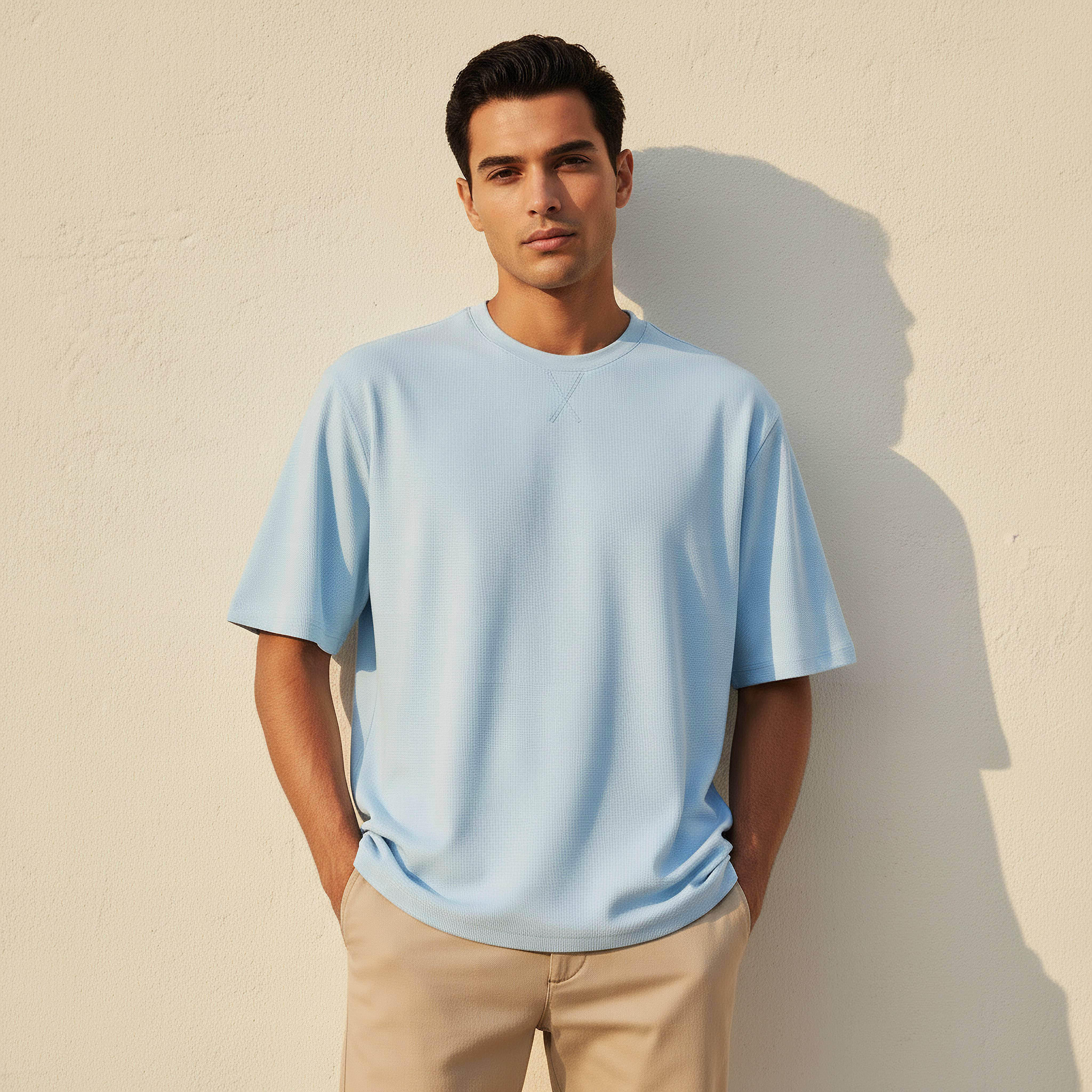 Men Relaxed Fit Crew Neck Short Sleeves Textured T-shirt-men-clothing-tshirtsandpolos-tshirts-image-1