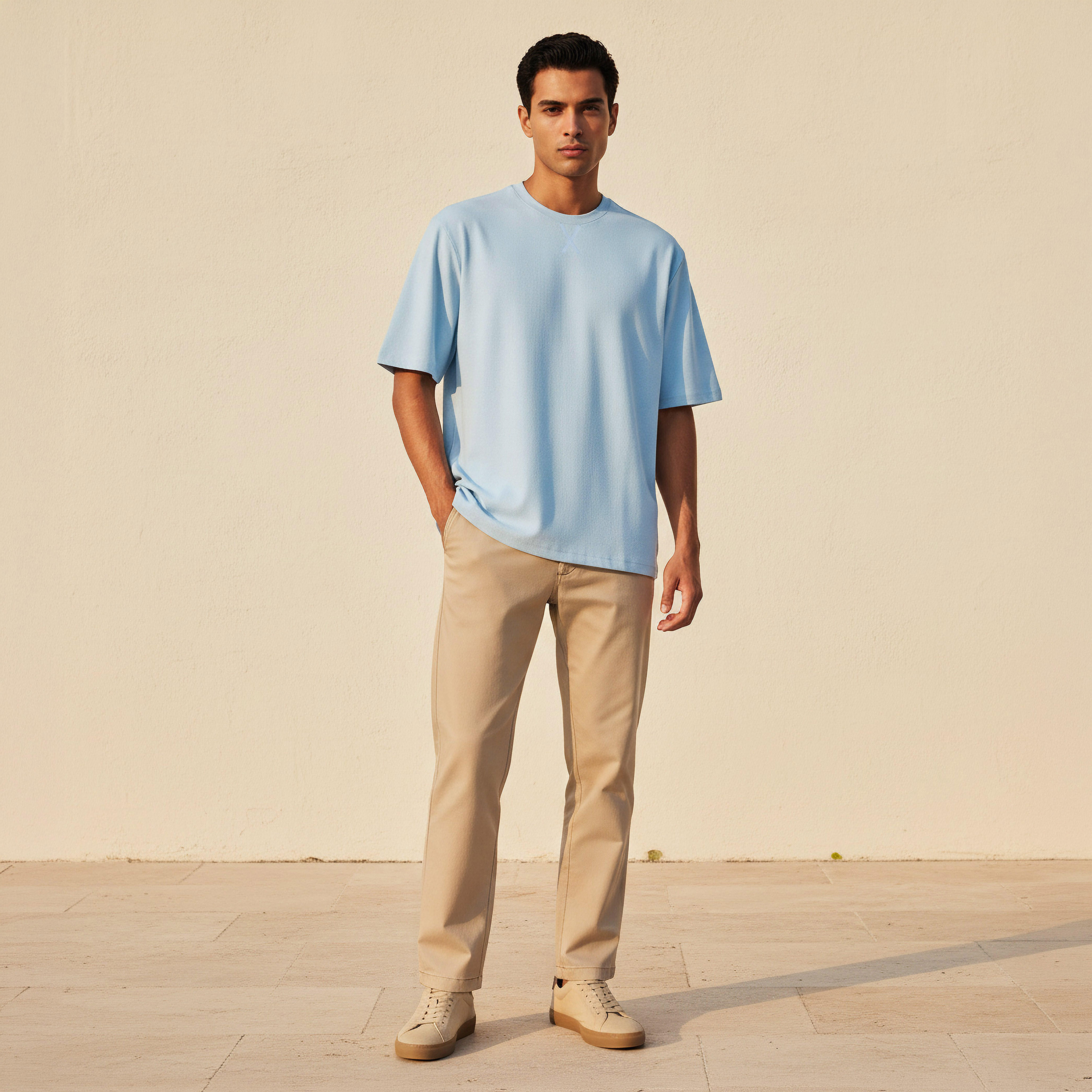 Men Relaxed Fit Crew Neck Short Sleeves Textured T-shirt-men-clothing-tshirtsandpolos-tshirts-image-3