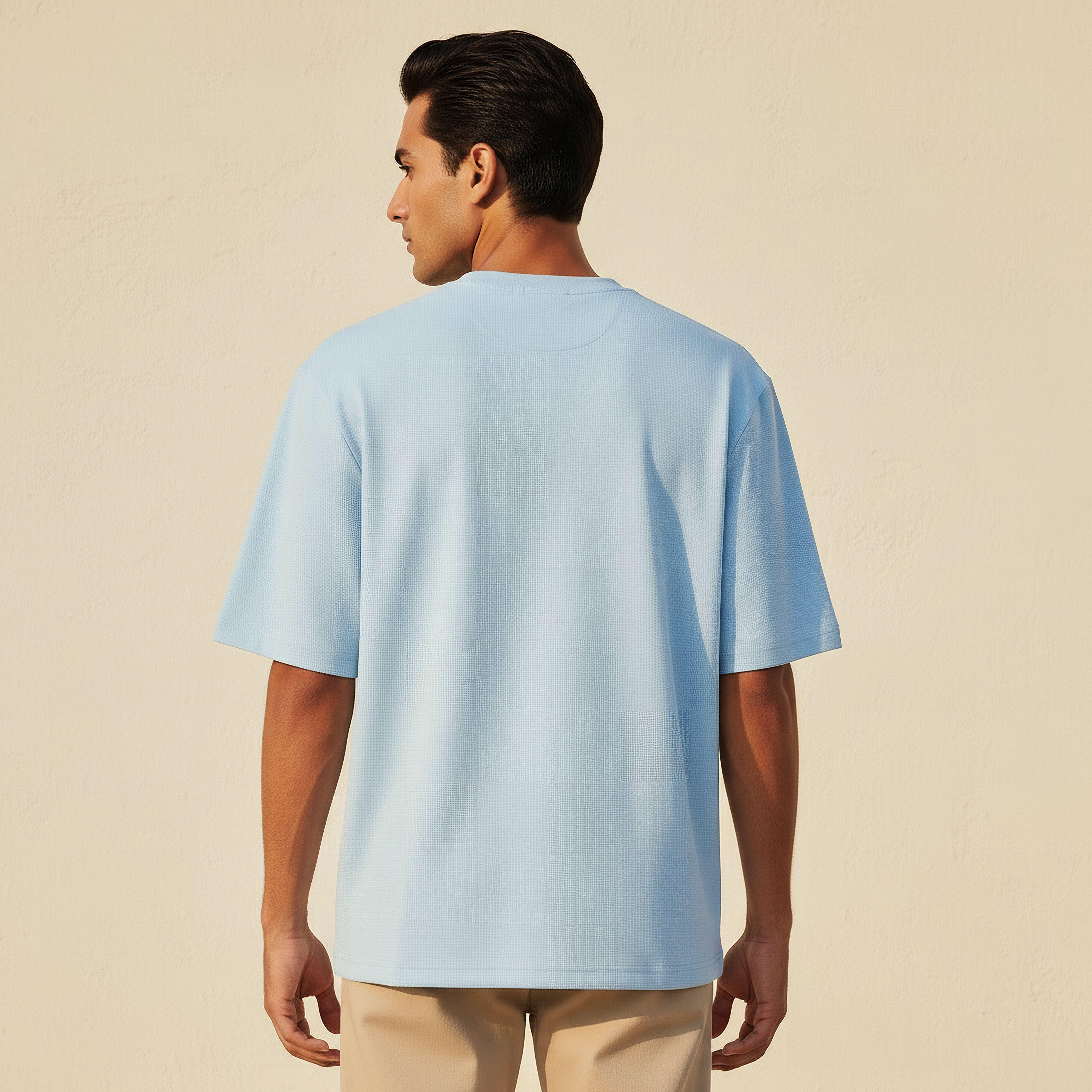 Men Relaxed Fit Crew Neck Short Sleeves Textured T-shirt-men-clothing-tshirtsandpolos-tshirts-image-4