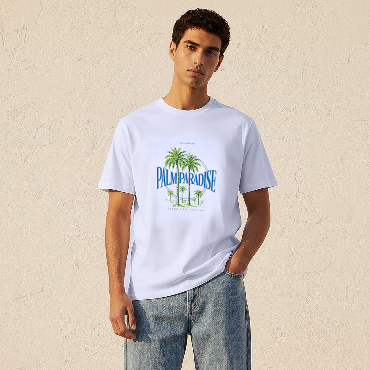 Men Slim Fit Crew Neck Short Sleeve Palm Tree Print T-shirt-men-clothing-tshirtsandpolos-tshirts-image-1