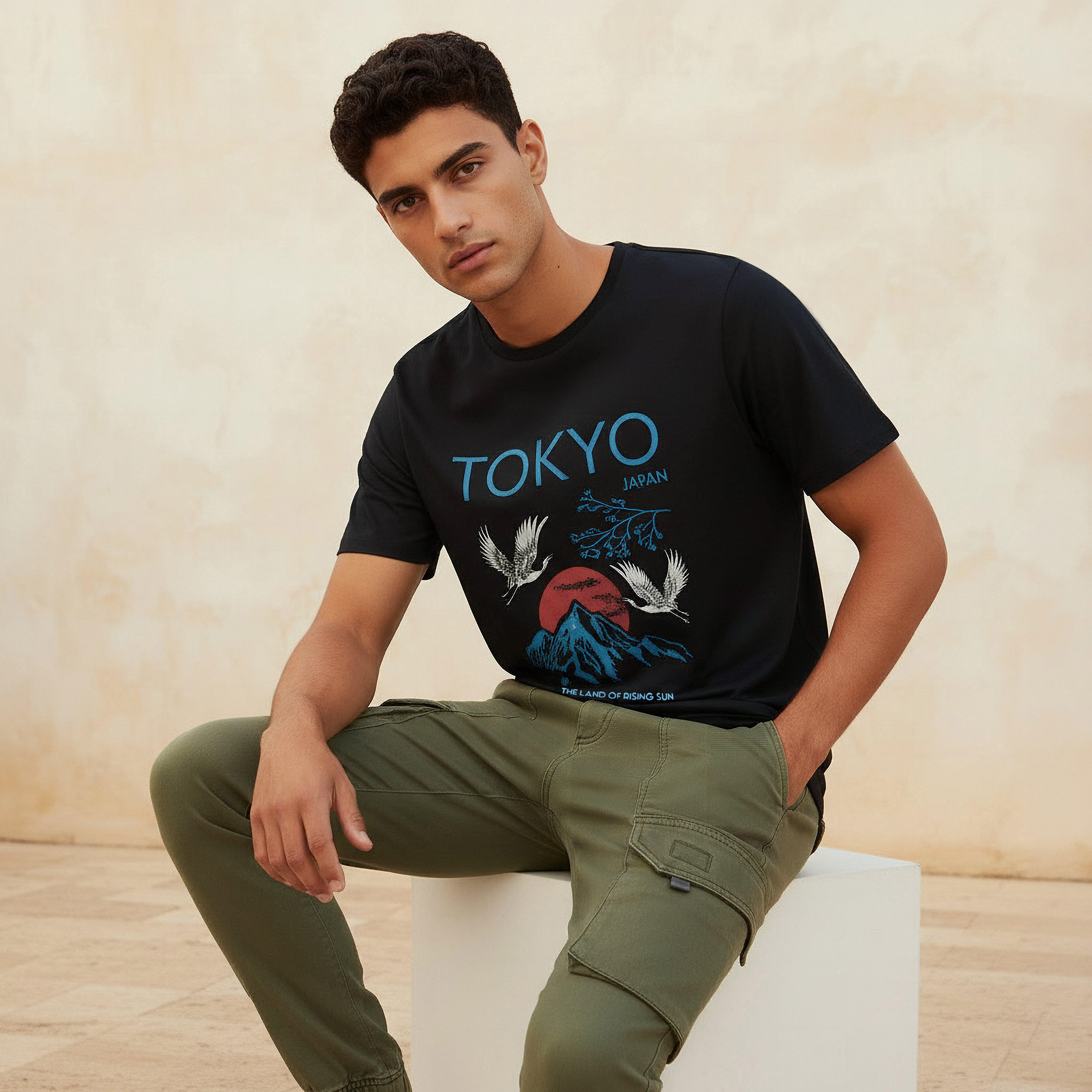 Men Slim Fit Crew Neck Short Sleeves Tokyo Print T-shirt-men-clothing-tshirtsandpolos-tshirts-image-1