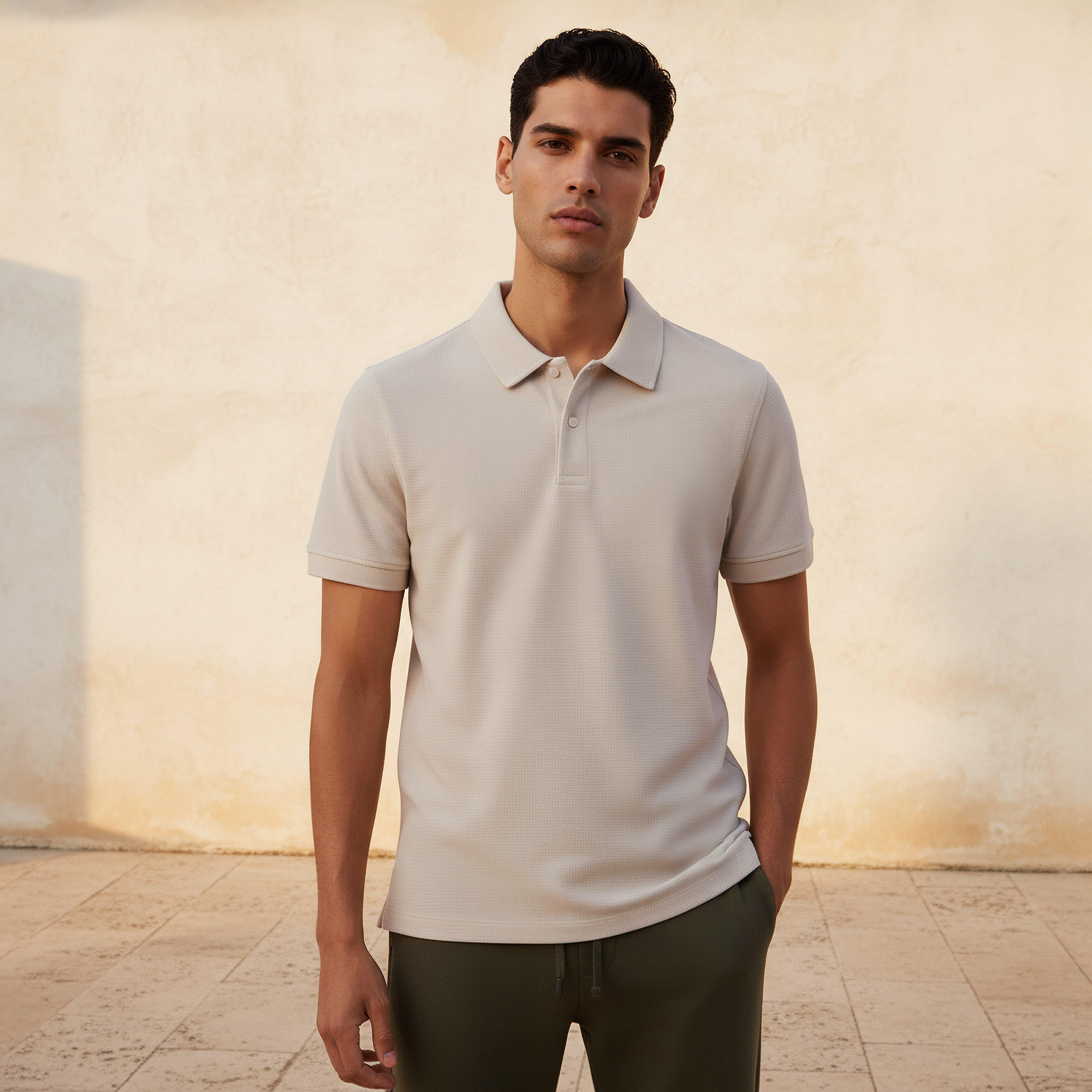 Men Short Sleeve Textured Polo T-shirt-men-clothing-tshirtsandpolos-polos-image-1