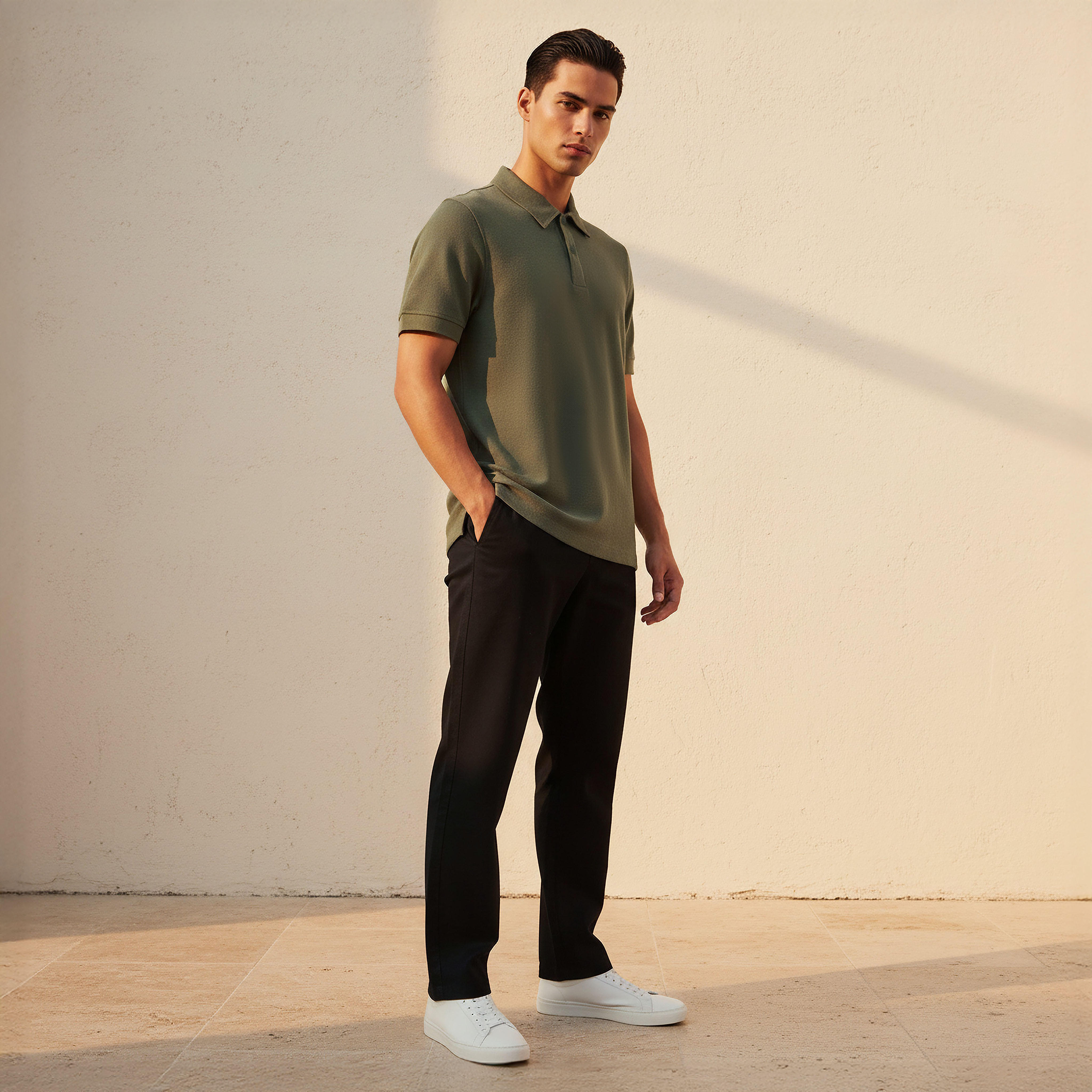 تيشيرت بولو رجالي بارز الملمس بأكمام قصيرة-men-clothing-tshirtsandpolos-polos-image-2