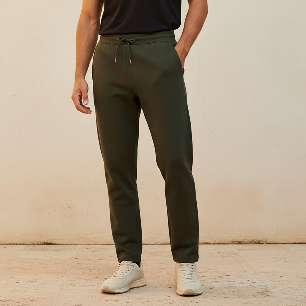 Men Regular Fit Scuba Joggers with Drawstring Closure-men-clothing-bottoms-joggers-image-1