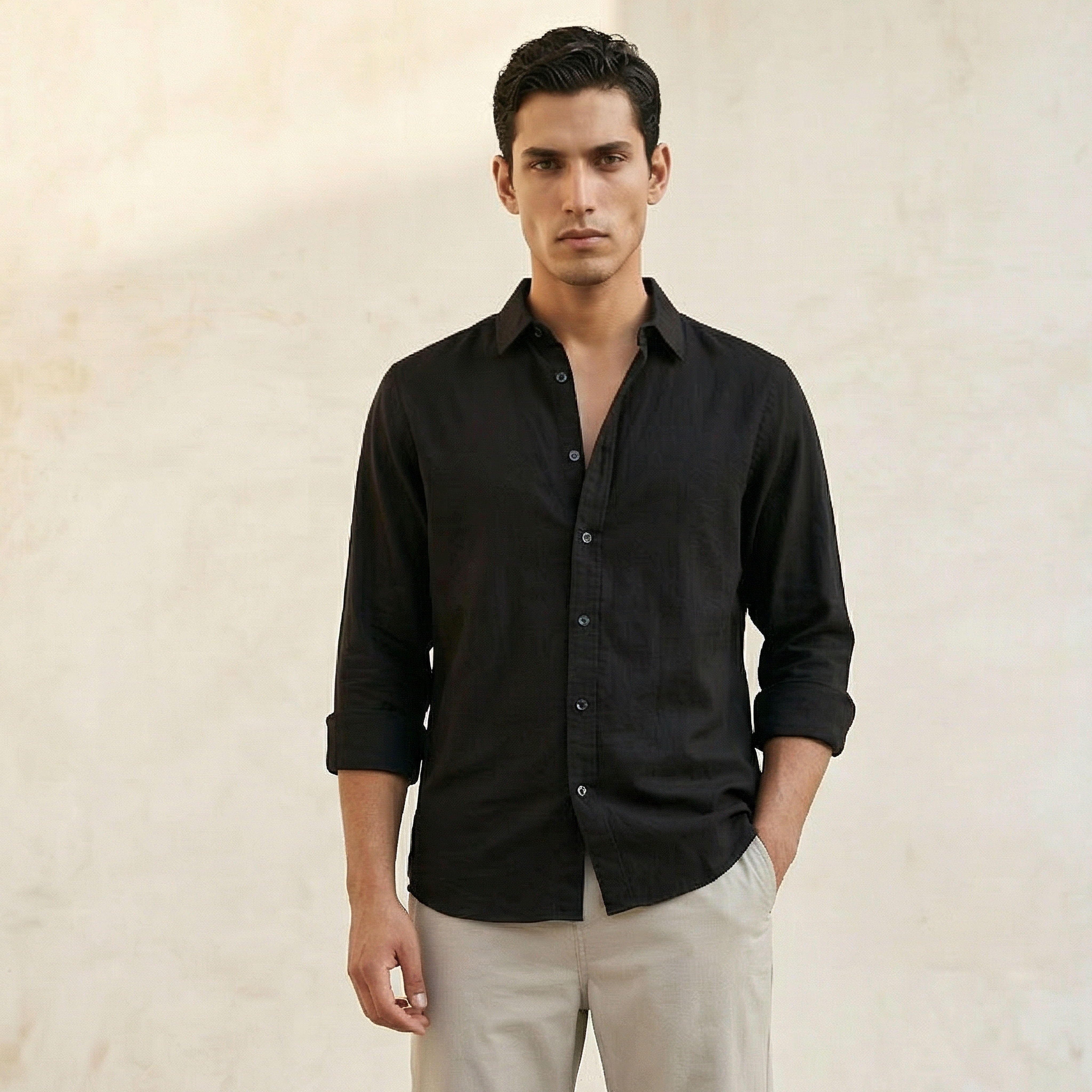 Men Regular Fit Collared Long Sleeve Shirt-men-clothing-shirts-image-1