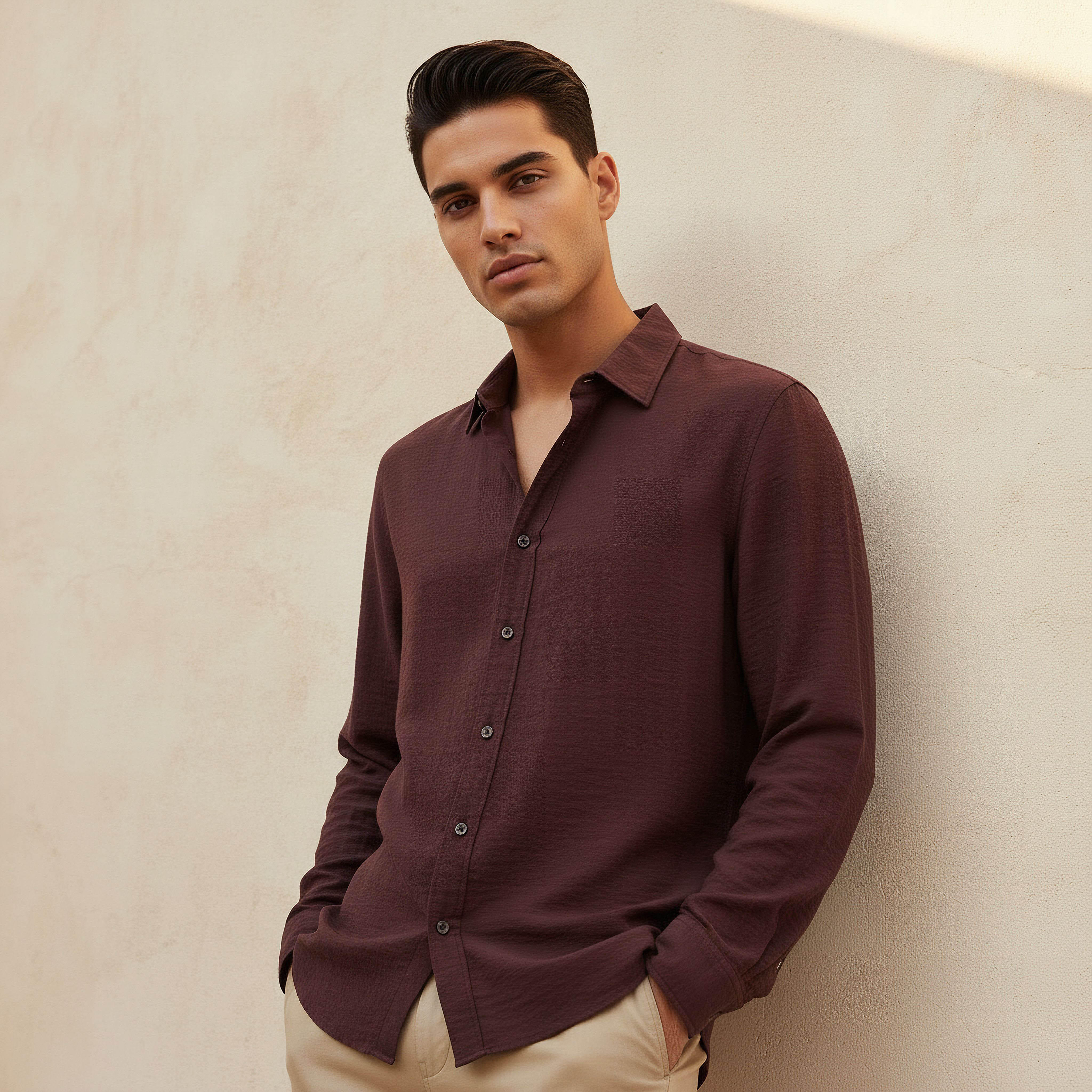 Men Regular Fit Collared Long Sleeve Shirt-men-clothing-shirts-image-1