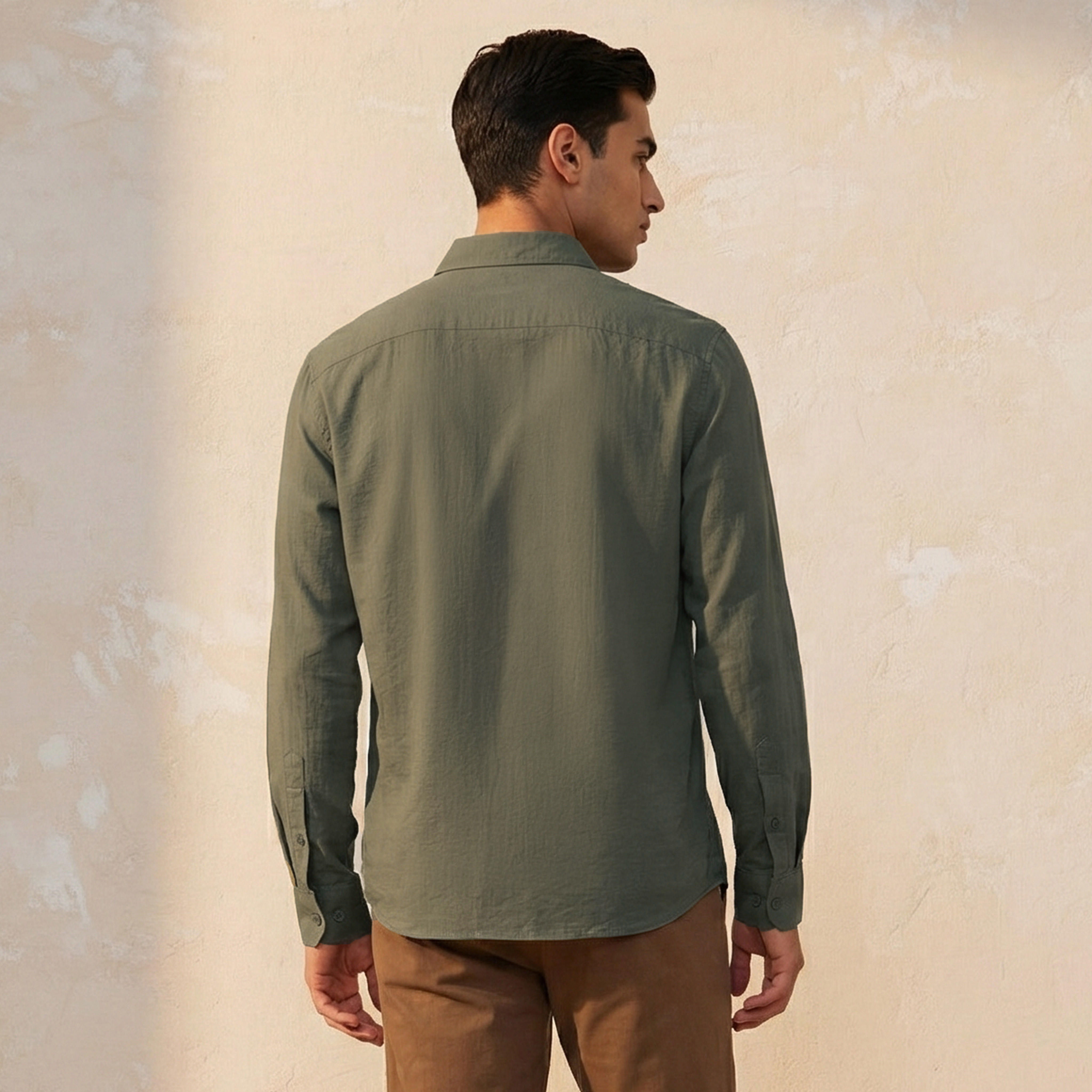قميص بقصّة عادية بياقة وأكمام طويلة للرجال-men-clothing-shirts-image-4