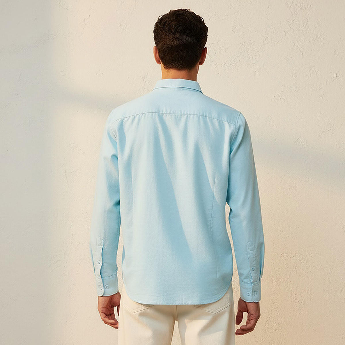 قميص بقصّة سليم وياقة عادية وأكمام طويلة وأزرار للرجال-men-clothing-shirts-image-4