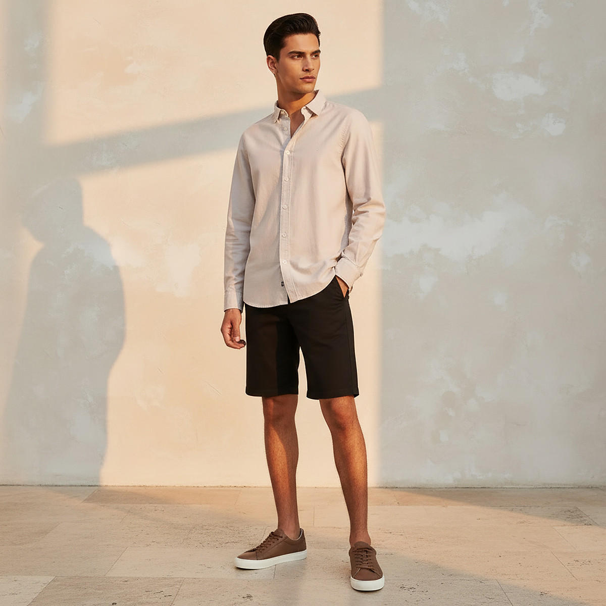 قميص بقصّة سليم وياقة عادية وأكمام طويلة وأزرار للرجال-men-clothing-shirts-image-3
