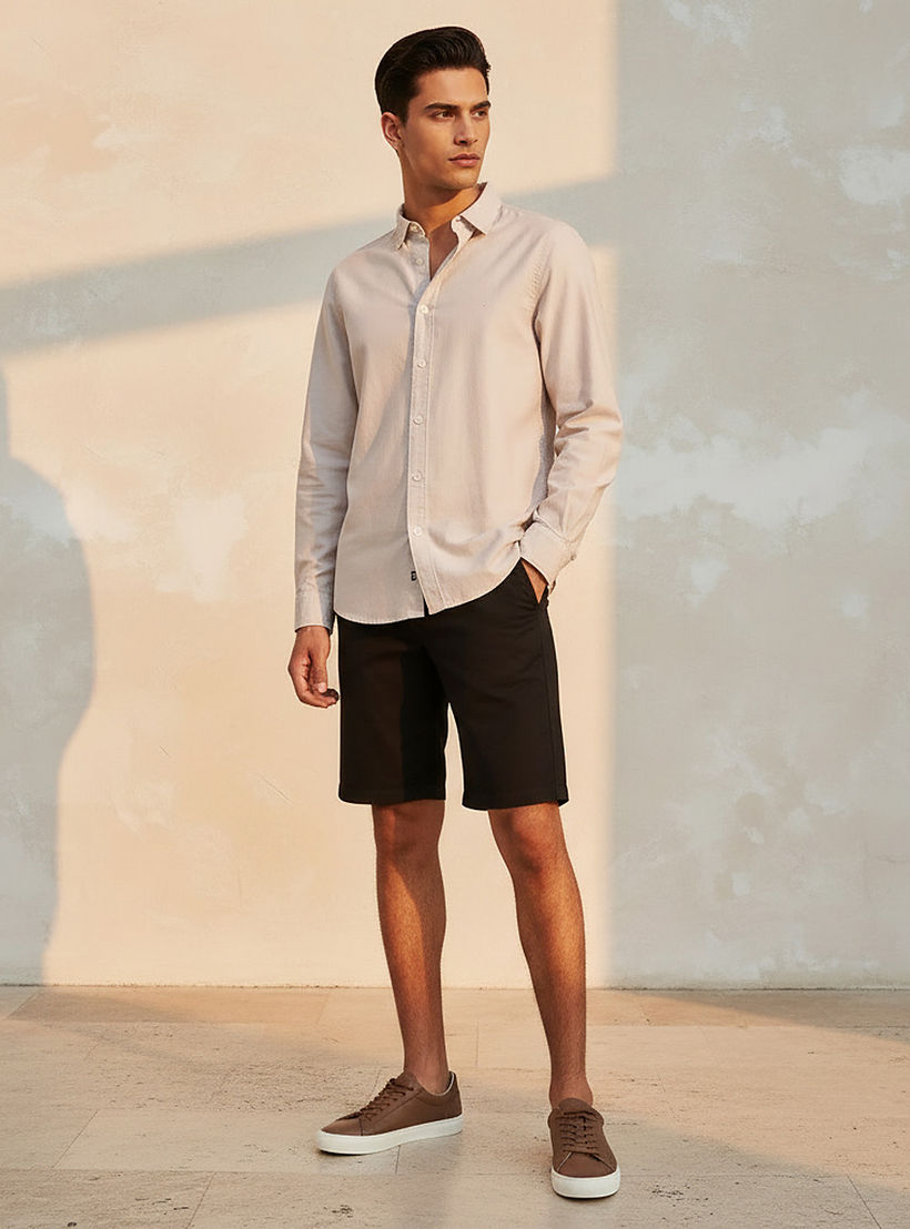 قميص بقصّة سليم وياقة عادية وأكمام طويلة وأزرار للرجال-men-clothing-shirts-image-3