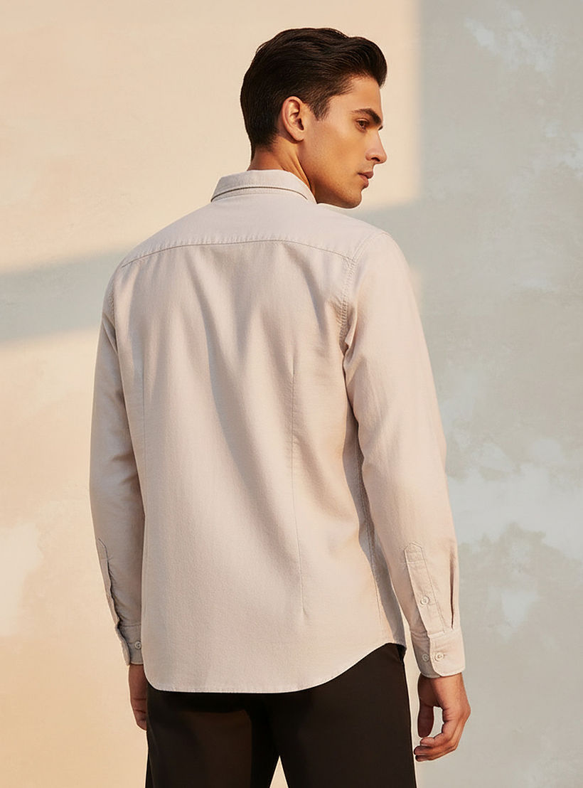 قميص بقصّة سليم وياقة عادية وأكمام طويلة وأزرار للرجال-men-clothing-shirts-image-4