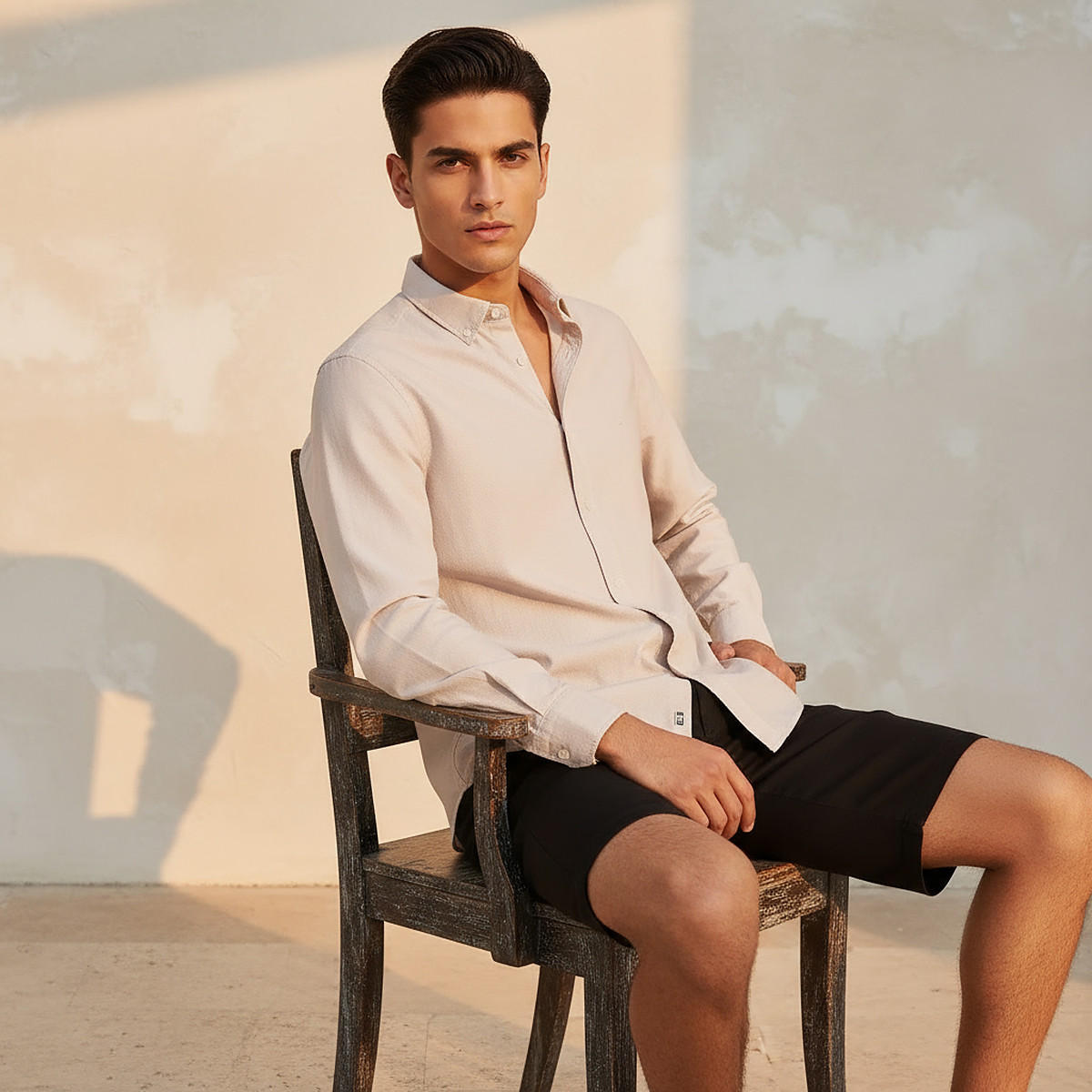قميص بقصّة سليم وياقة عادية وأكمام طويلة وأزرار للرجال-men-clothing-shirts-image-5